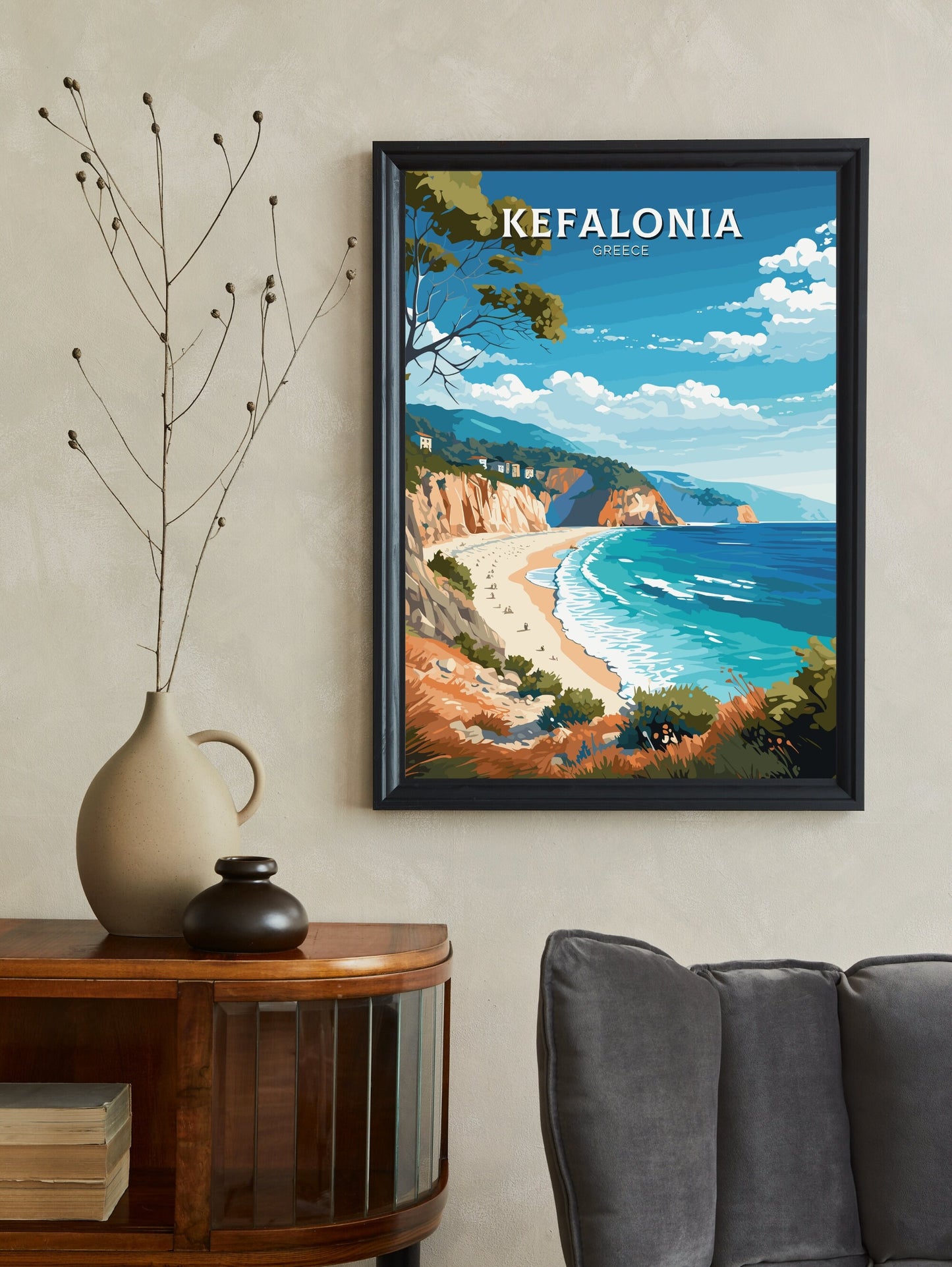 Kefalonia Print | Kefalonia Travel Poster | Illustration | Greece Print | Greece Home Décor | Kefalonia Art | Greece poster | ID 584