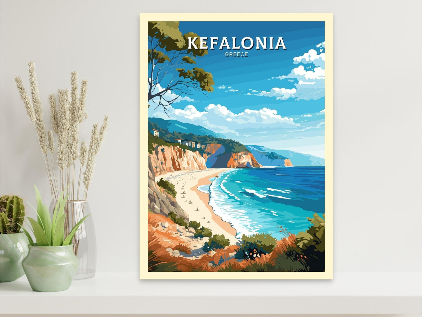 Kefalonia Print | Kefalonia Travel Poster | Illustration | Greece Print | Greece Home Décor | Kefalonia Art | Greece poster | ID 584