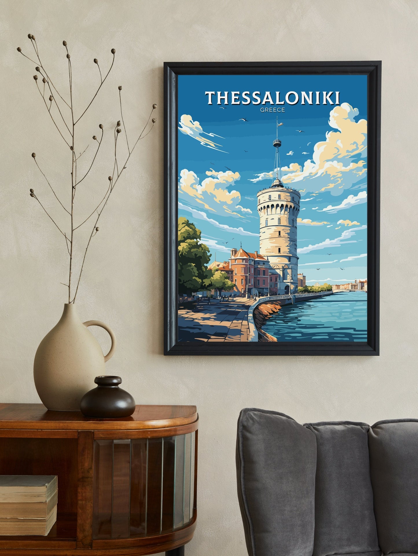 Thessaloniki Print | Thessaloniki Travel Poster | Illustration | Greece Print | Greece Home Décor | Thessaloniki Art | Greece poster ID 586