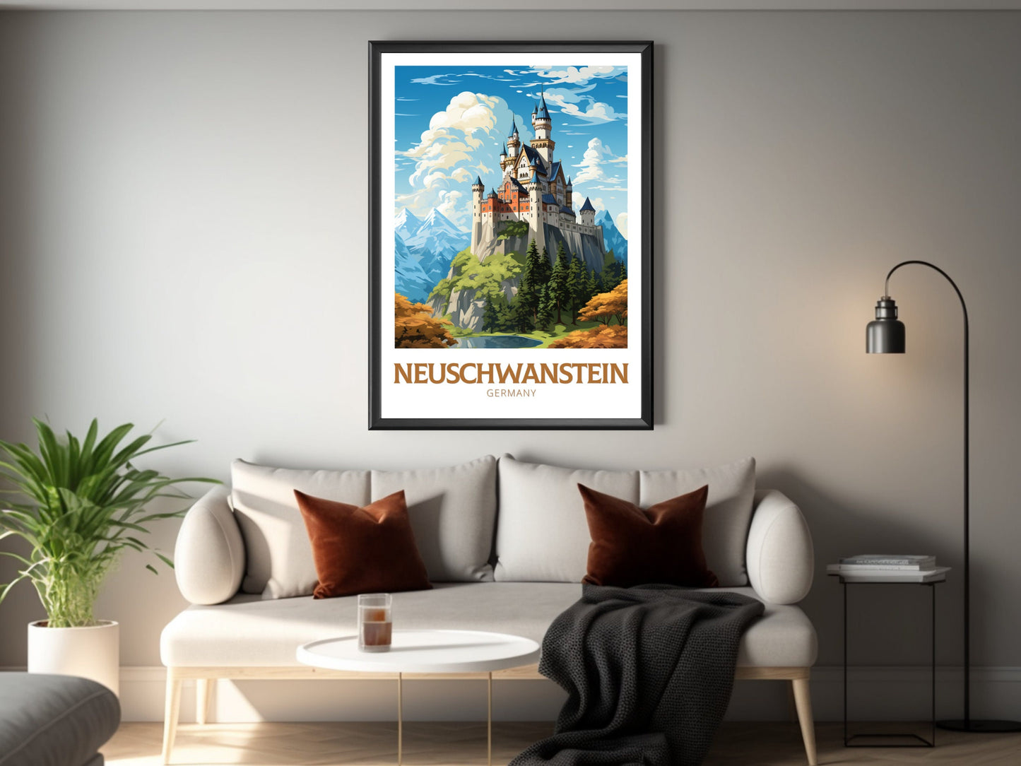 Neuschwanstein Travel Poster | Neuschwanstein Illustration | Neuschwanstein Wall Art | Germany Poster | Neuschwanstein Poster | ID 620