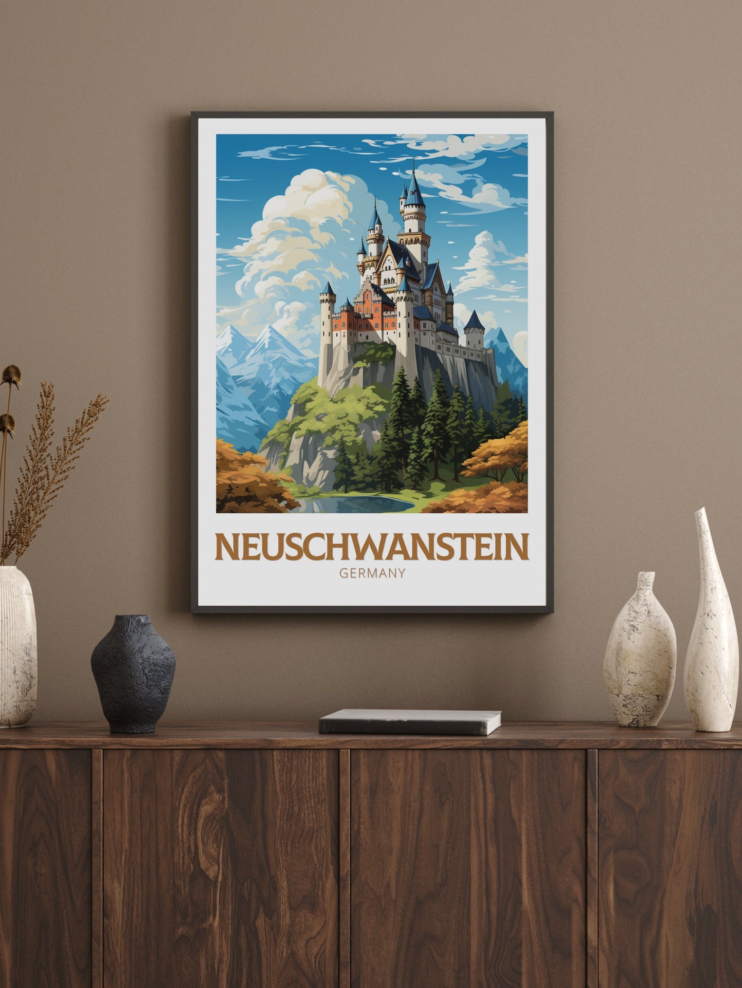 Neuschwanstein Travel Poster | Neuschwanstein Illustration | Neuschwanstein Wall Art | Germany Poster | Neuschwanstein Poster | ID 620