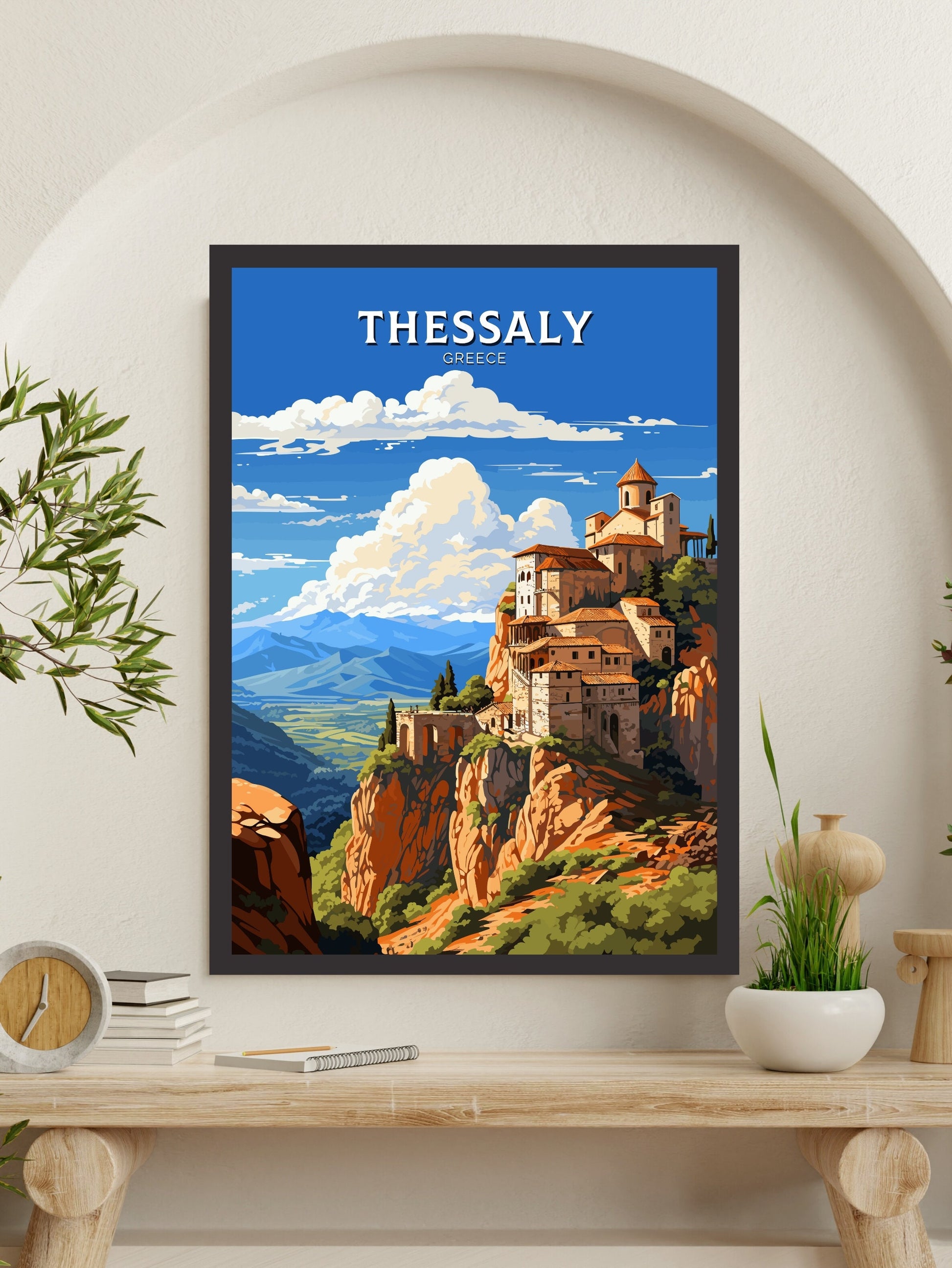 Thessaly Print | Thessaly Travel Poster | Thessaly Illustration | Greece Print | Greece Home Décor | Thessaly Art | Greece poster ID 588