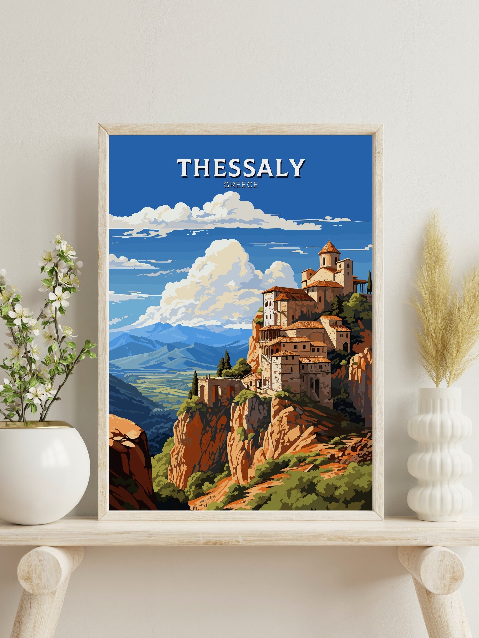 Thessaly Print | Thessaly Travel Poster | Thessaly Illustration | Greece Print | Greece Home Décor | Thessaly Art | Greece poster ID 588