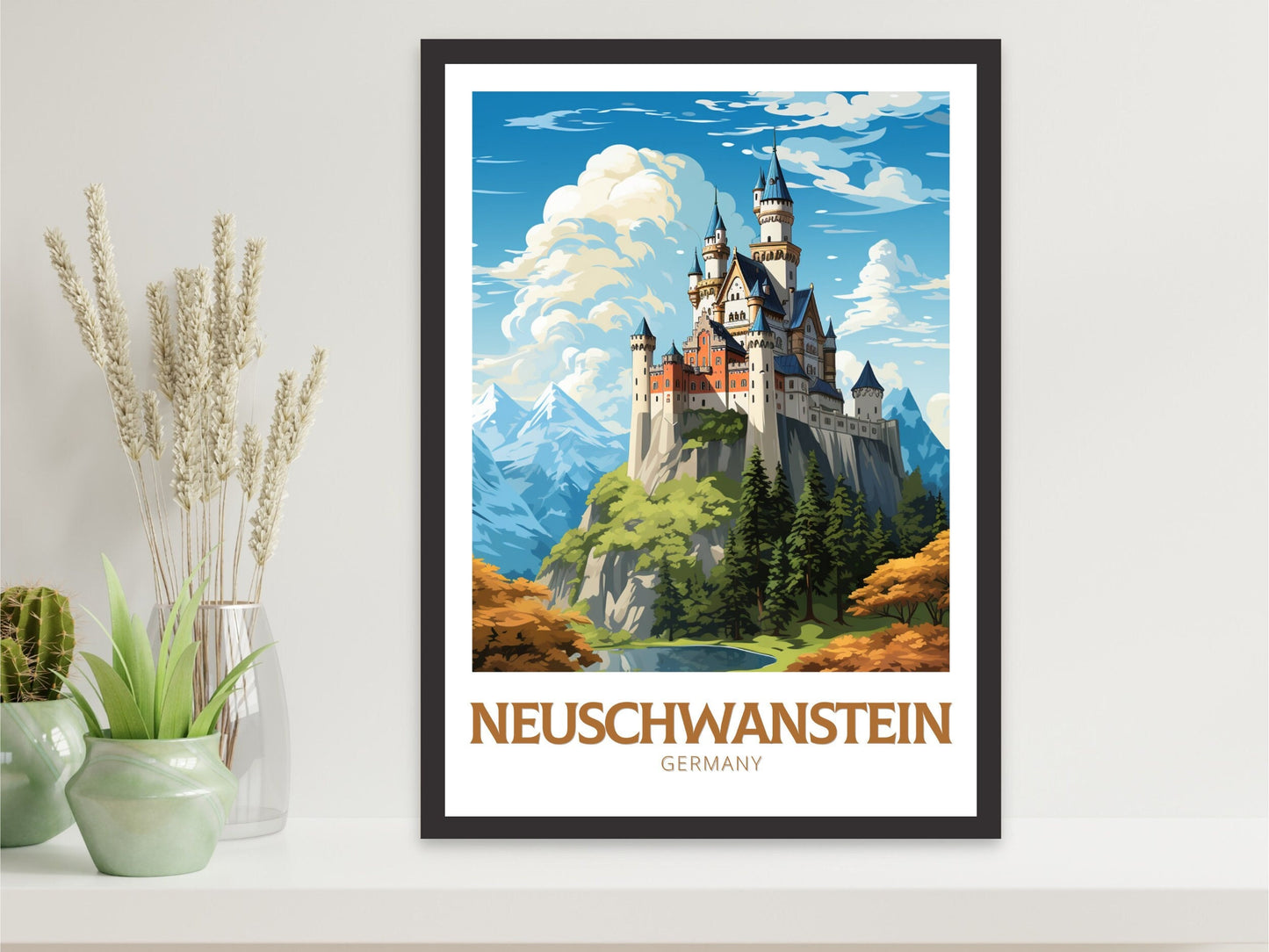 Neuschwanstein Travel Poster | Neuschwanstein Illustration | Neuschwanstein Wall Art | Germany Poster | Neuschwanstein Poster | ID 620