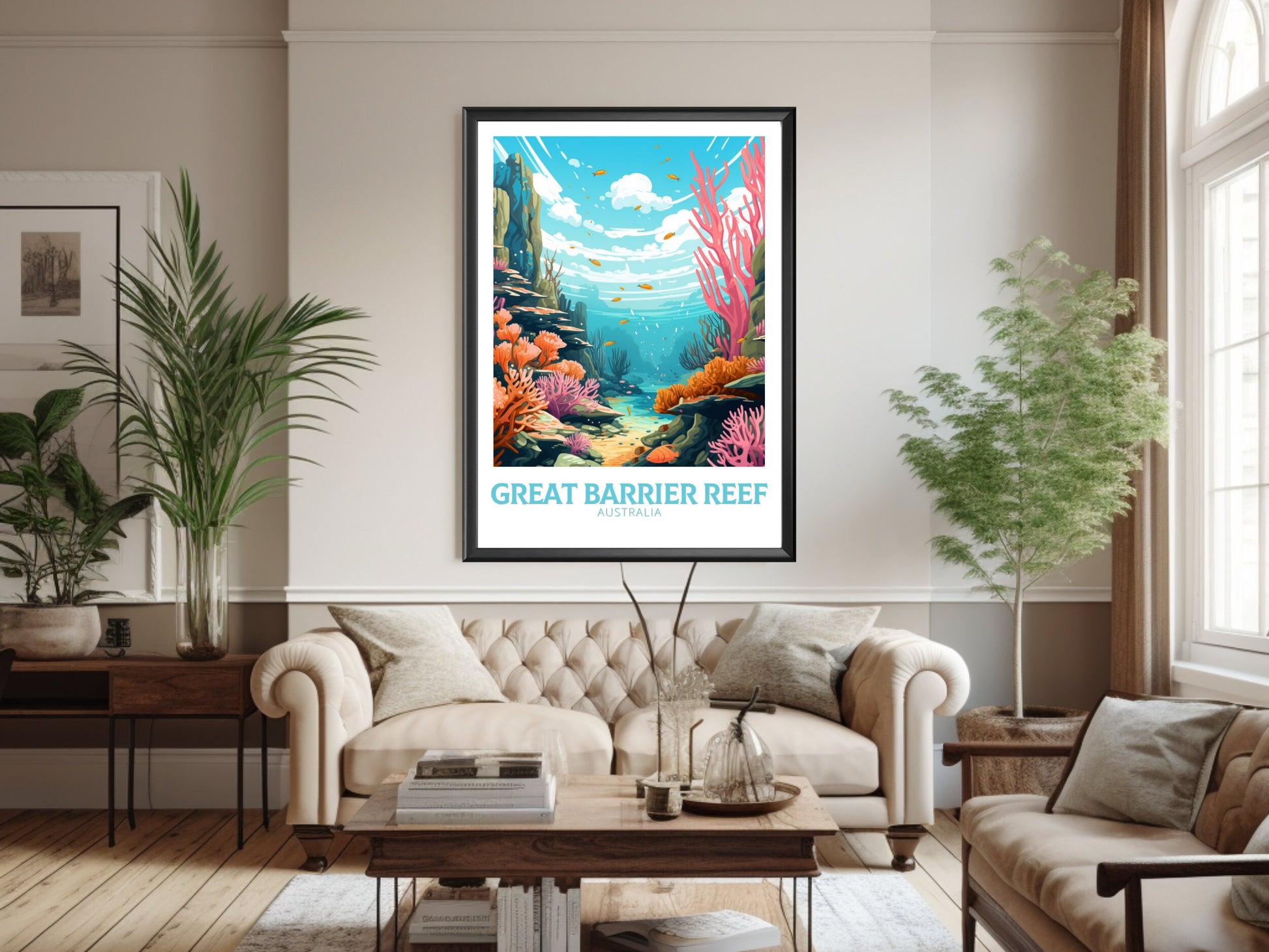 Great Barrier Reef Travel Print | Barrier Reef Poster | Reef Illustration | Australia Poster | Australia Print | Queensland Print | ID 624