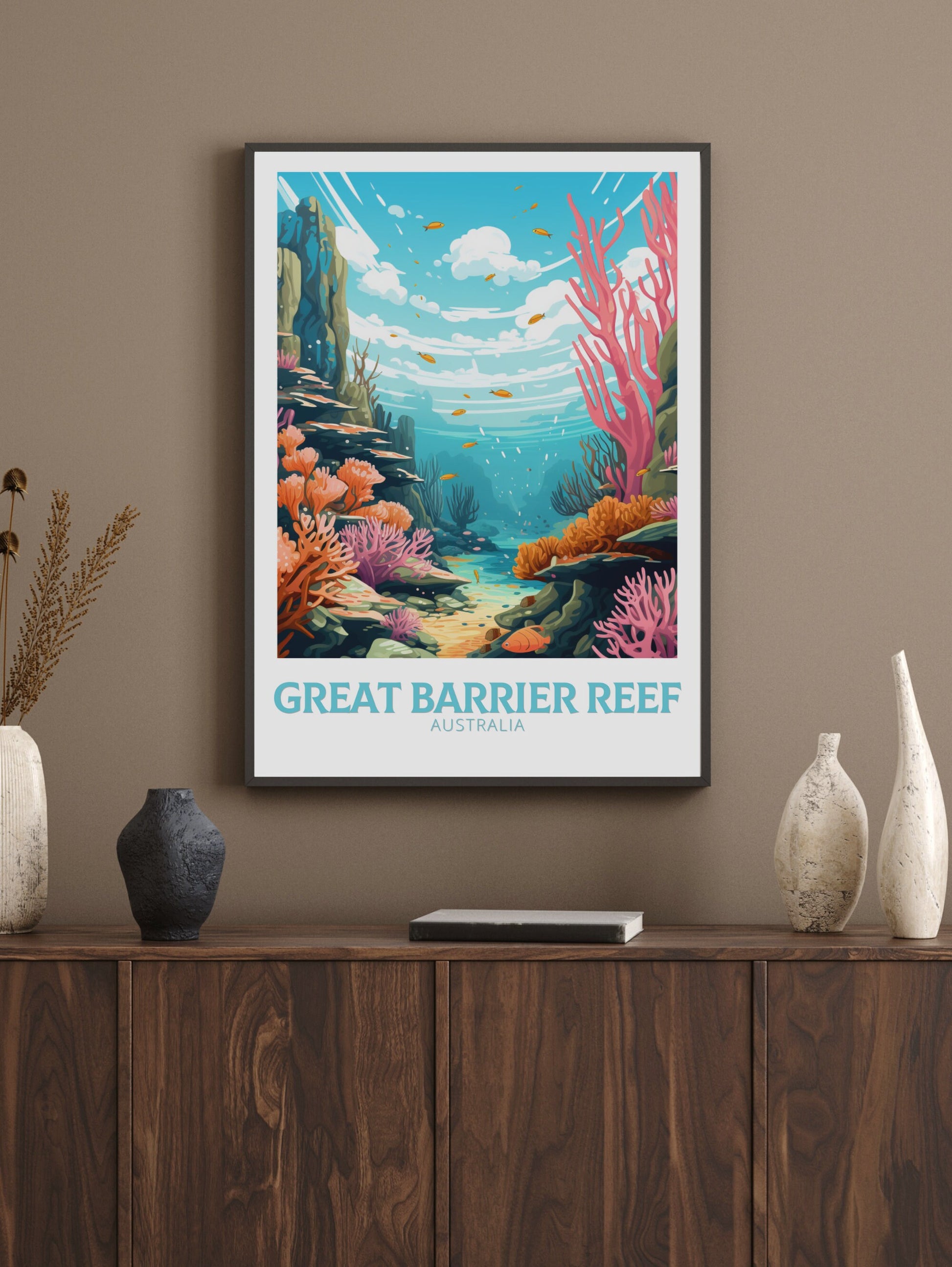 Great Barrier Reef Travel Print | Barrier Reef Poster | Reef Illustration | Australia Poster | Australia Print | Queensland Print | ID 624