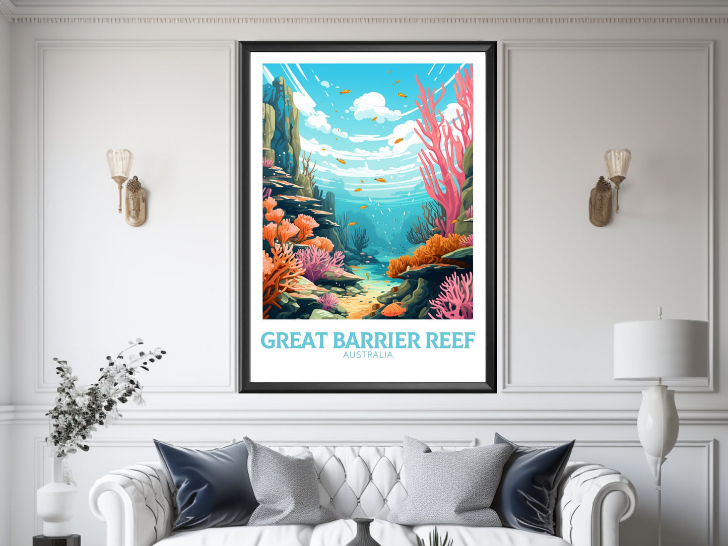 Great Barrier Reef Travel Print | Barrier Reef Poster | Reef Illustration | Australia Poster | Australia Print | Queensland Print | ID 624