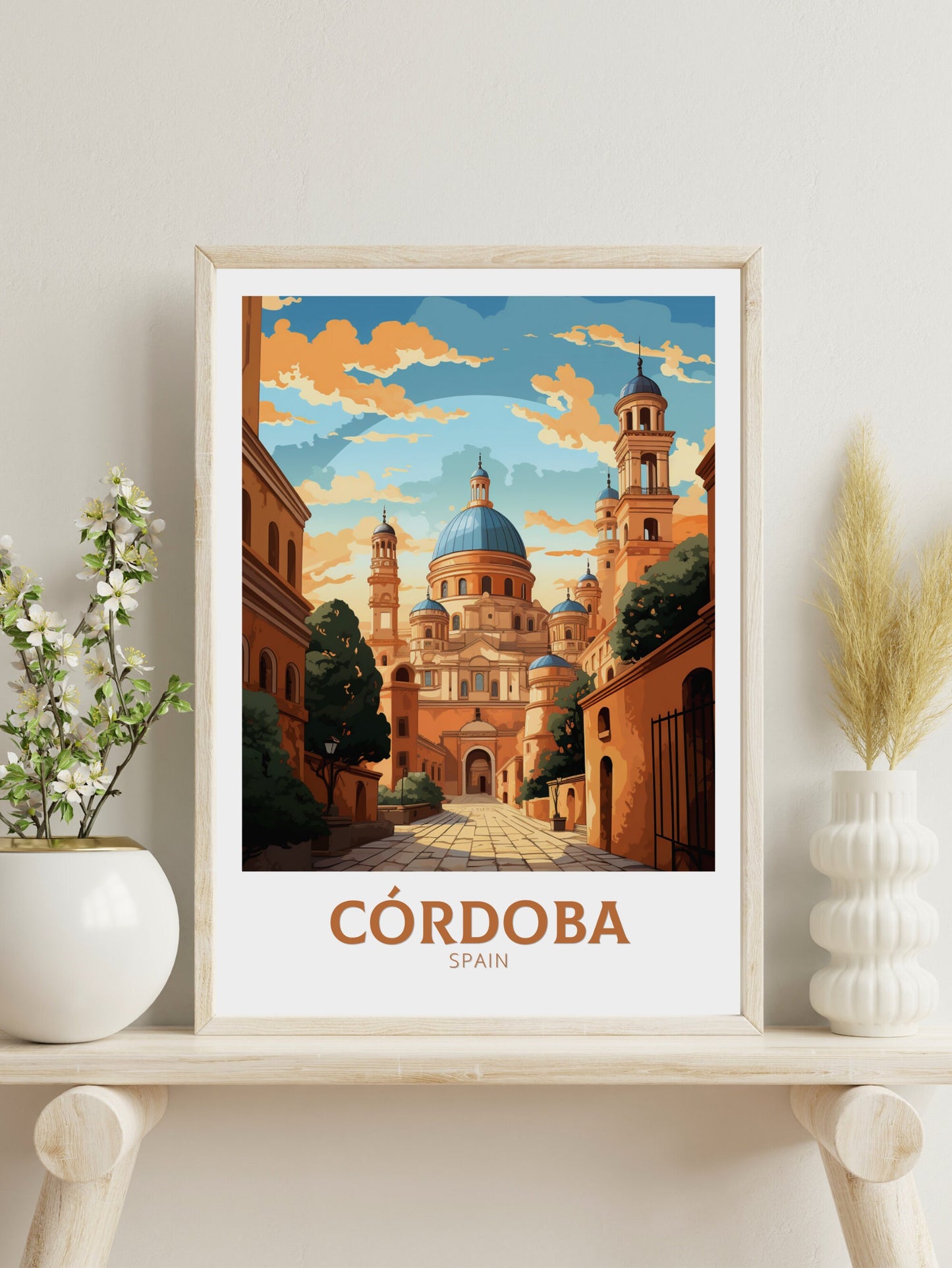 Cordoba Poster | Cordoba Travel Print | Cordoba Illustration | Cordoba Wall Art | Spain Poster | Cordoba Spain Painting | ID 625