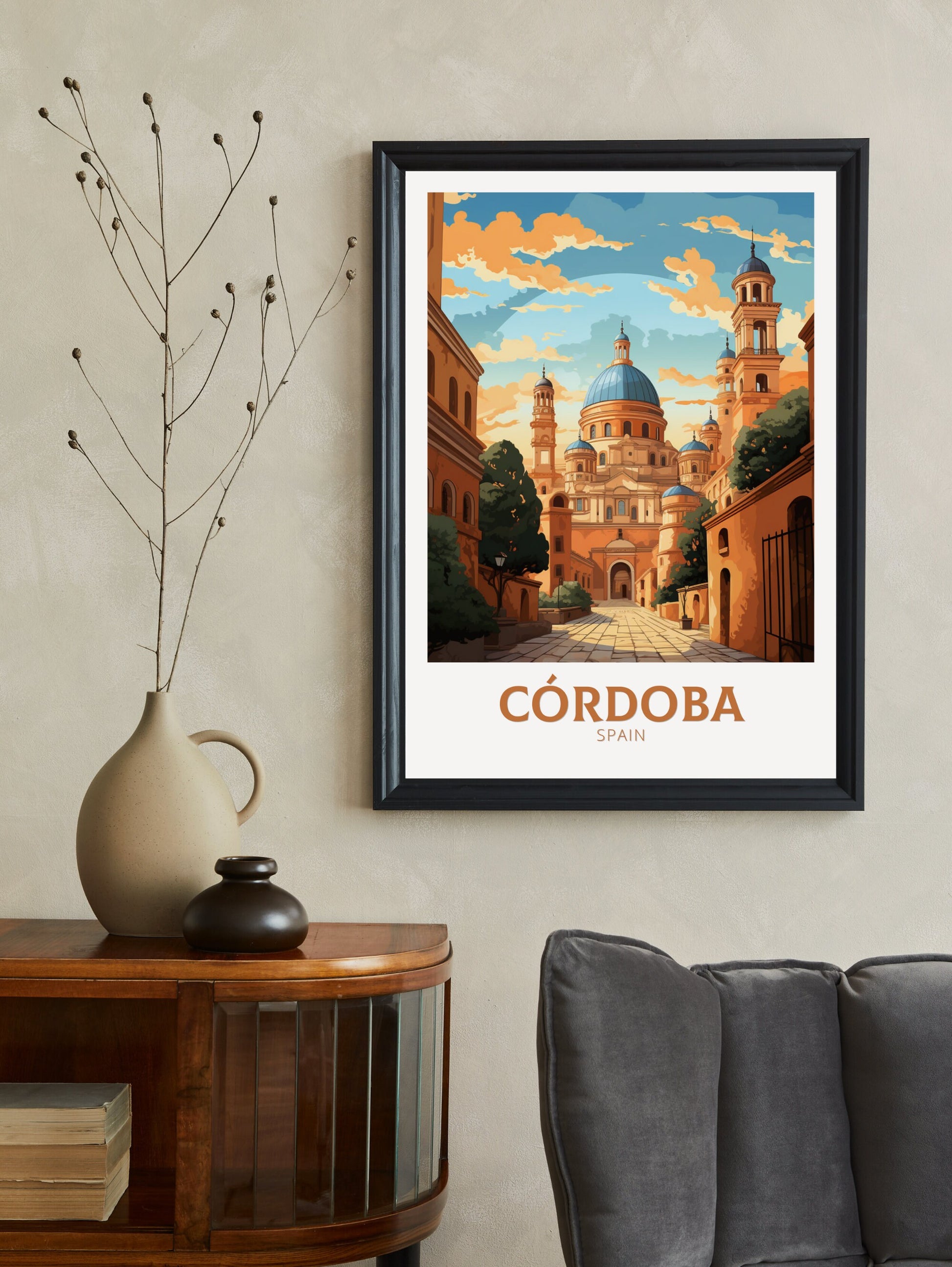 Cordoba Poster | Cordoba Travel Print | Cordoba Illustration | Cordoba Wall Art | Spain Poster | Cordoba Spain Painting | ID 625