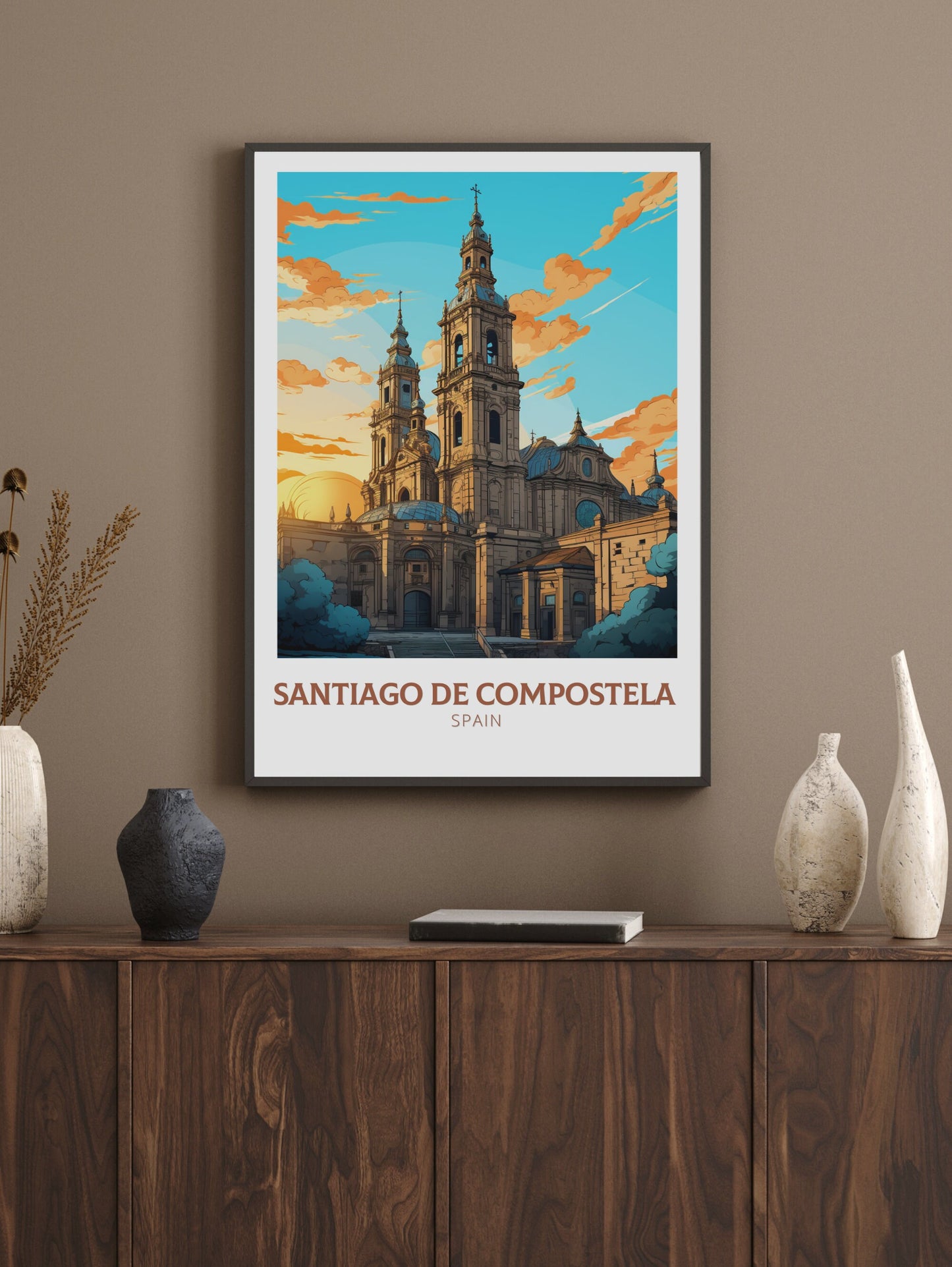 Santiago de Compostela Poster | Santiago de Compostela pilgrimage | Compostela Cathedral | Spain Poster | Compostela Spain Painting | ID 627