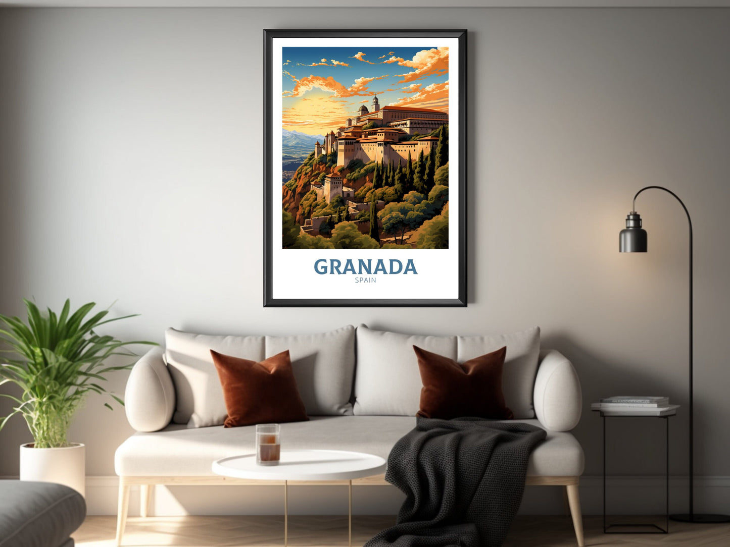 Granada Poster | Granada Travel Print | Granada Illustration | Granada Wall Art | Spain Poster | Granada Spain Painting | Granada Art ID 628