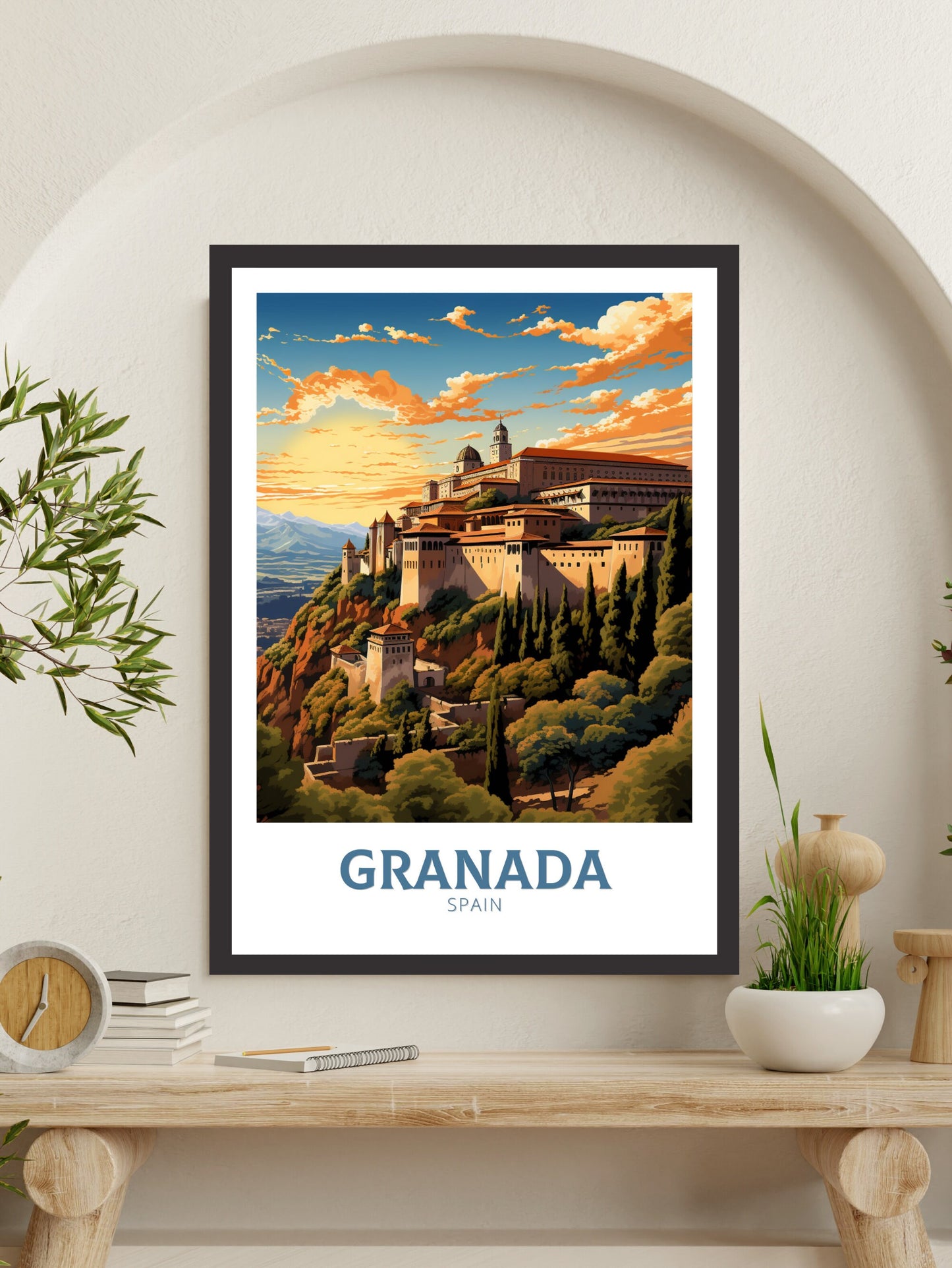 Granada Poster | Granada Travel Print | Granada Illustration | Granada Wall Art | Spain Poster | Granada Spain Painting | Granada Art ID 628