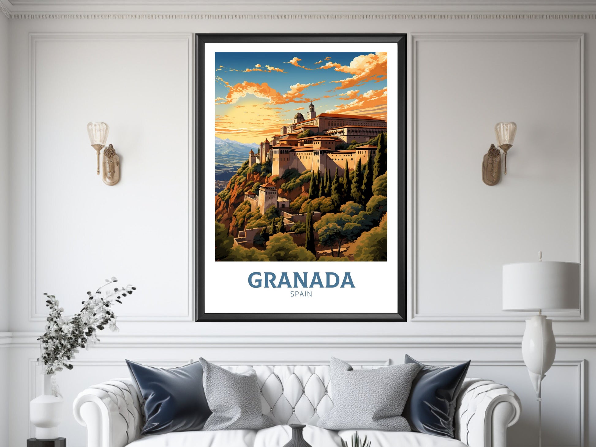 Granada Poster | Granada Travel Print | Granada Illustration | Granada Wall Art | Spain Poster | Granada Spain Painting | Granada Art ID 628