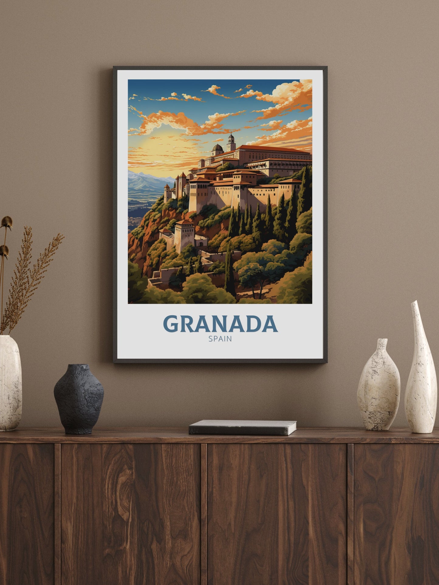 Granada Poster | Granada Travel Print | Granada Illustration | Granada Wall Art | Spain Poster | Granada Spain Painting | Granada Art ID 628