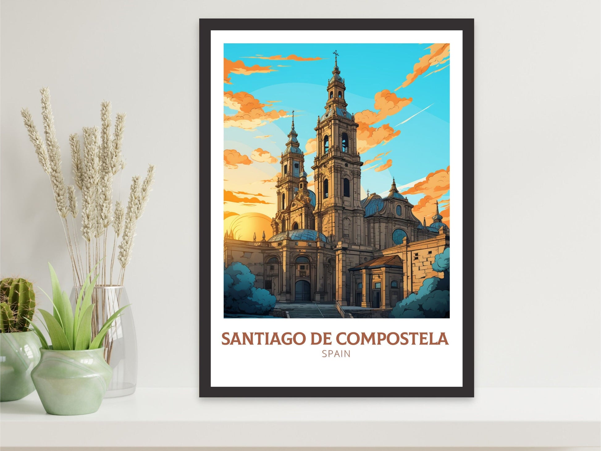 Santiago de Compostela Poster | Santiago de Compostela pilgrimage | Compostela Cathedral | Spain Poster | Compostela Spain Painting | ID 627