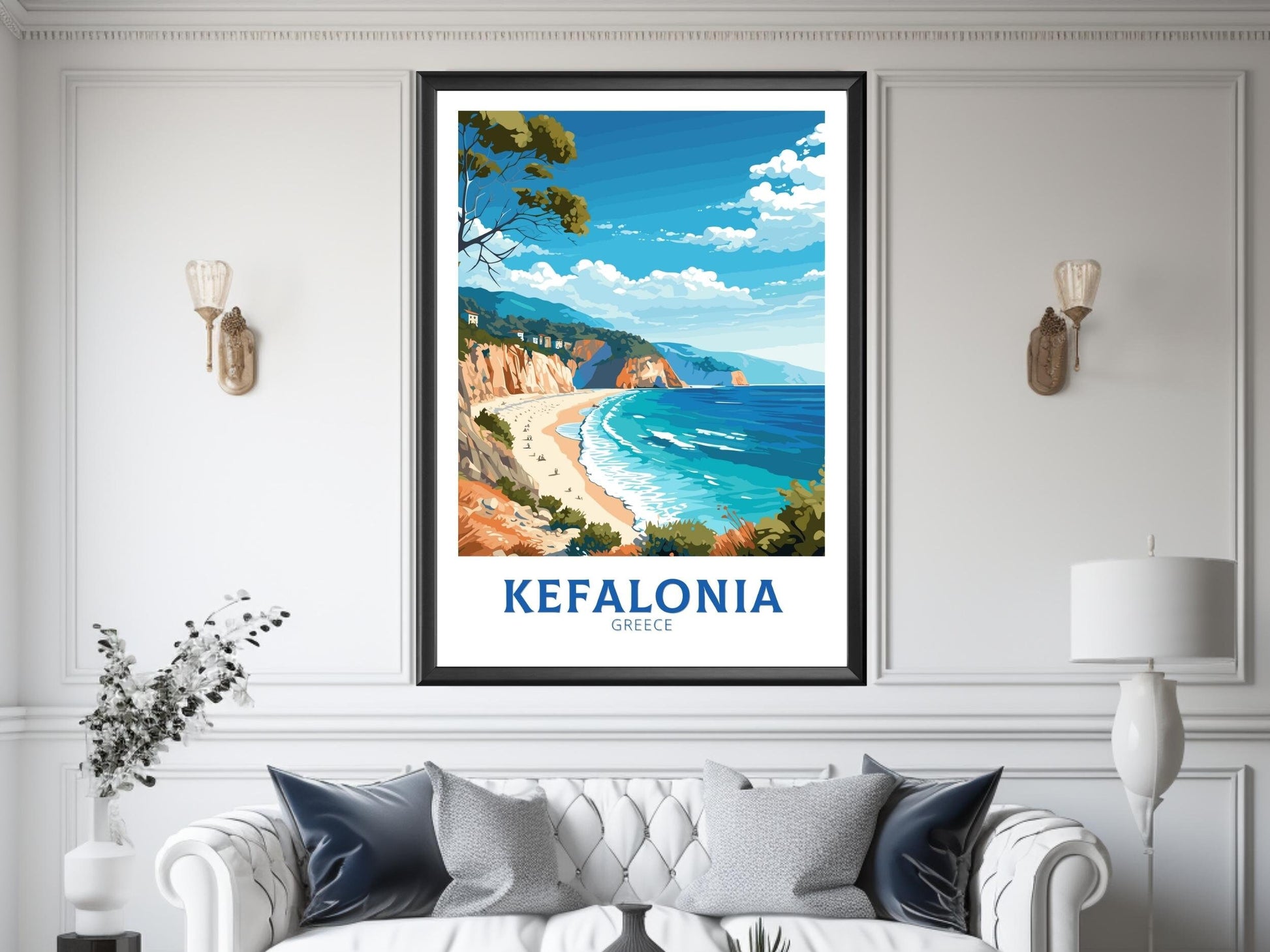 Kefalonia Travel Poster | Kefalonia Print | Illustration | Greece Print | Greece Home Décor | Kefalonia Art | Greece poster | ID 585