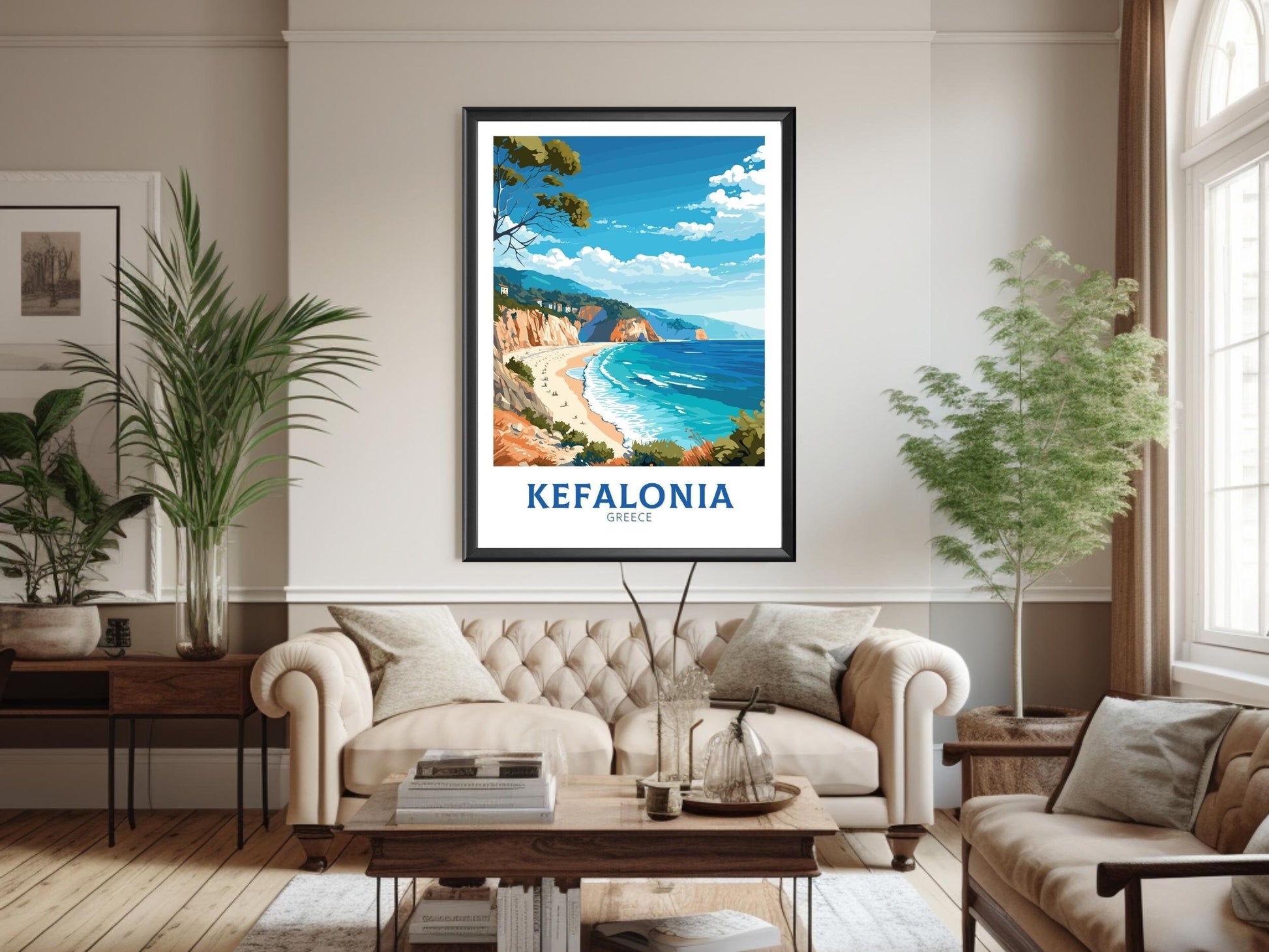 Kefalonia Travel Poster | Kefalonia Print | Illustration | Greece Print | Greece Home Décor | Kefalonia Art | Greece poster | ID 585