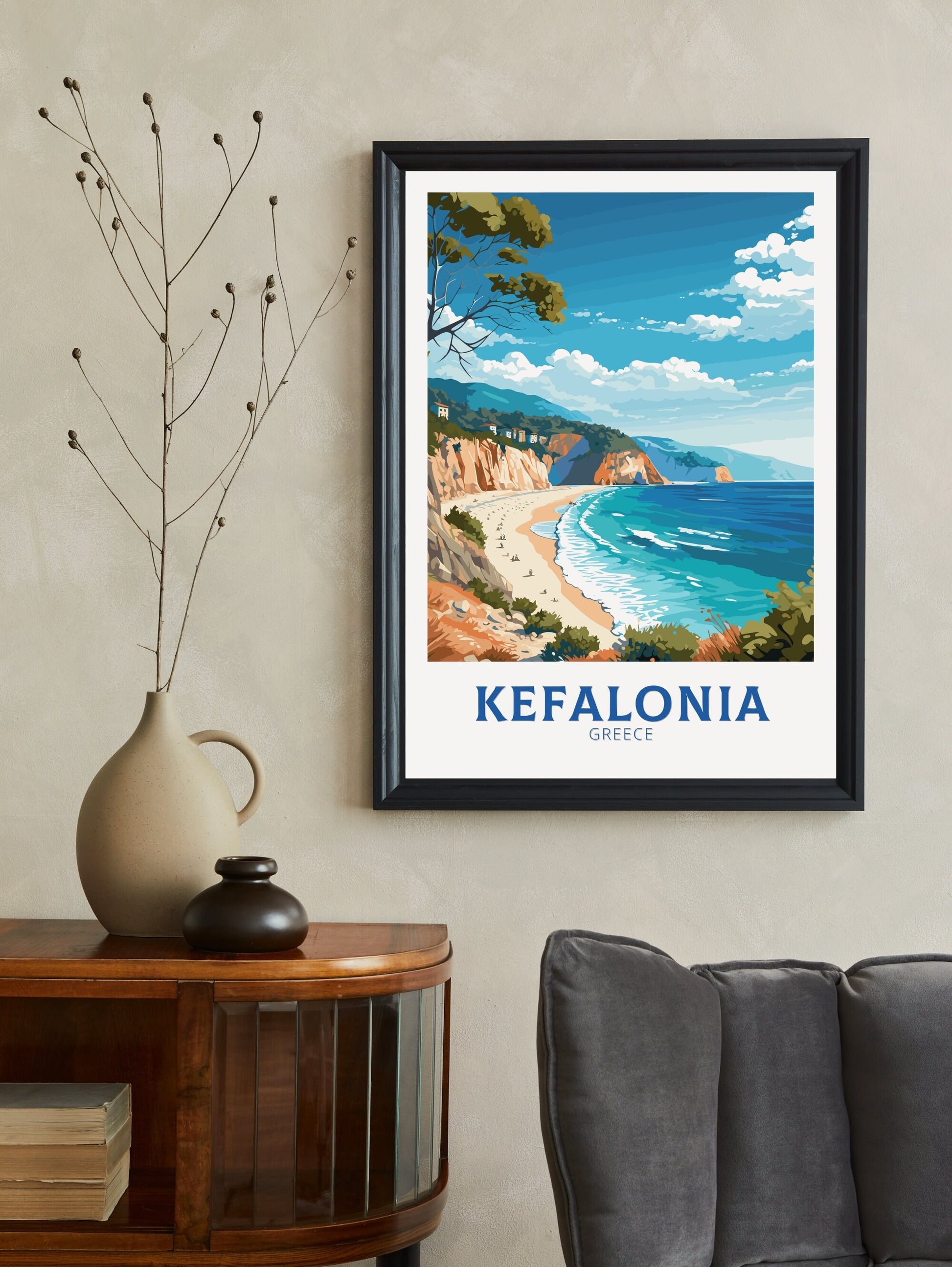 Kefalonia Travel Poster | Kefalonia Print | Illustration | Greece Print | Greece Home Décor | Kefalonia Art | Greece poster | ID 585