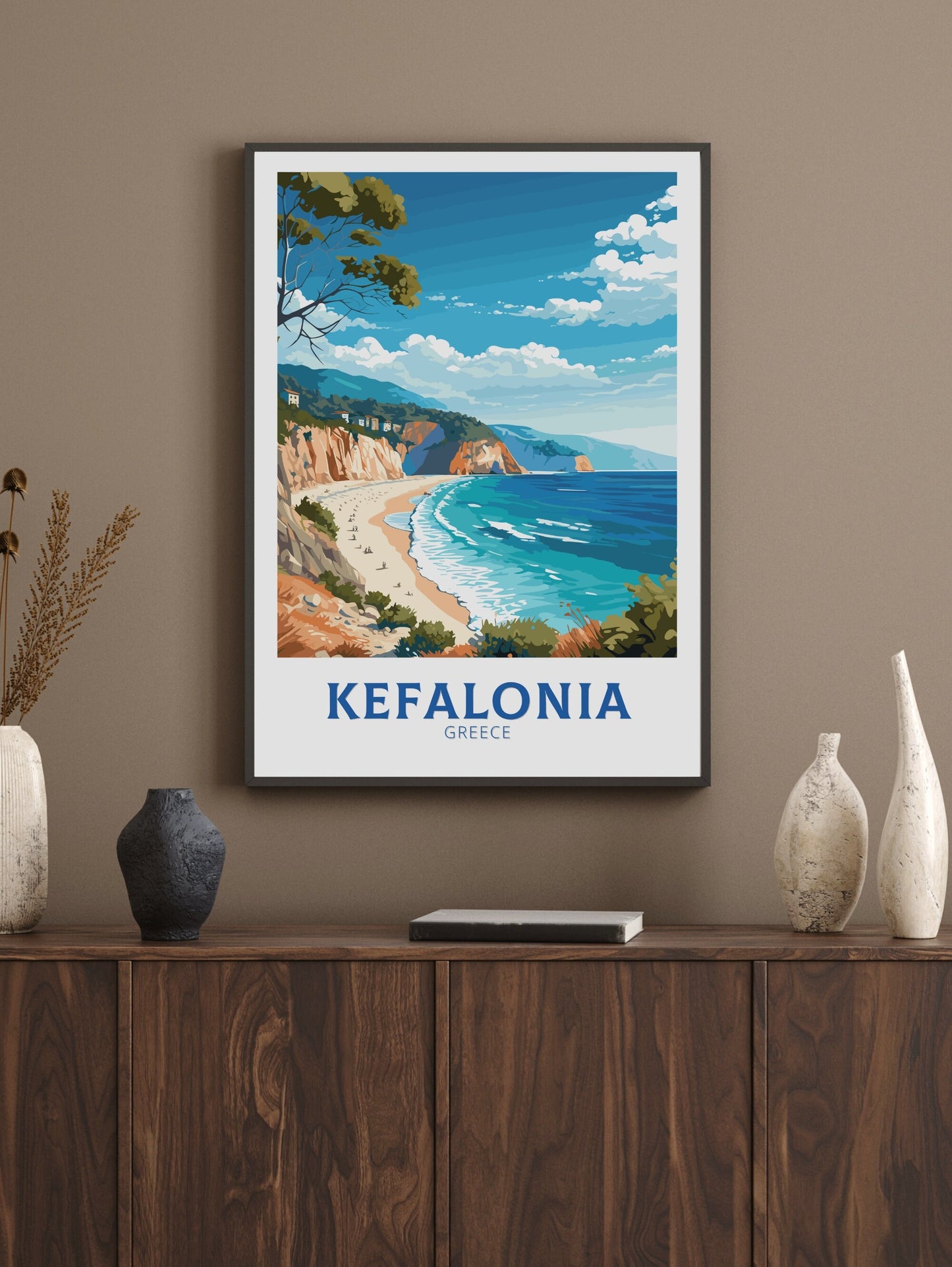 Kefalonia Travel Poster | Kefalonia Print | Illustration | Greece Print | Greece Home Décor | Kefalonia Art | Greece poster | ID 585