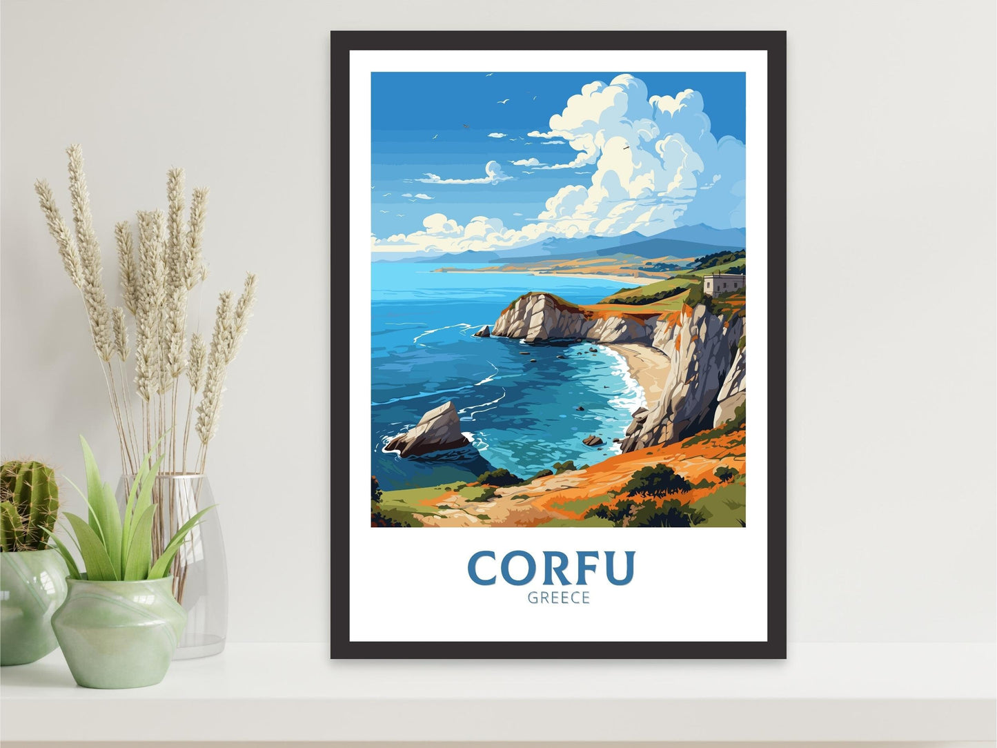 Corfu Travel Poster | Corfu Print | Illustration | Greece Print | Greece Home Décor | Corfu Art | Greek poster | Corfu Island | ID 583