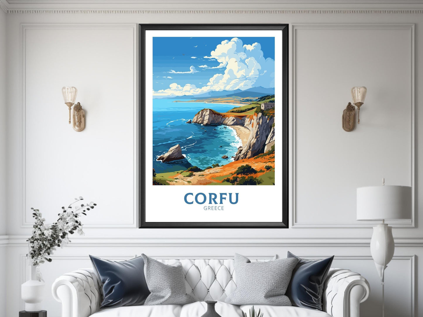 Corfu Travel Poster | Corfu Print | Illustration | Greece Print | Greece Home Décor | Corfu Art | Greek poster | Corfu Island | ID 583