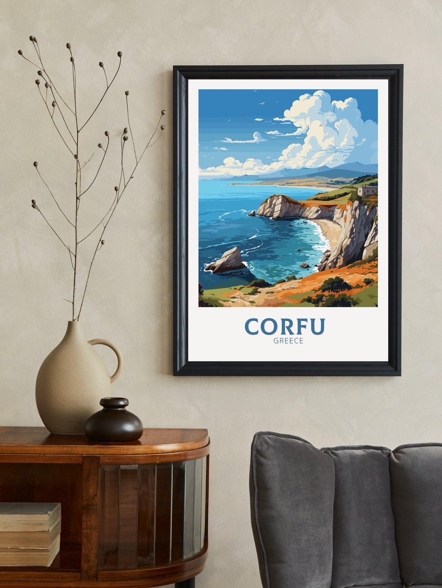 Corfu Travel Poster | Corfu Print | Illustration | Greece Print | Greece Home Décor | Corfu Art | Greek poster | Corfu Island | ID 583