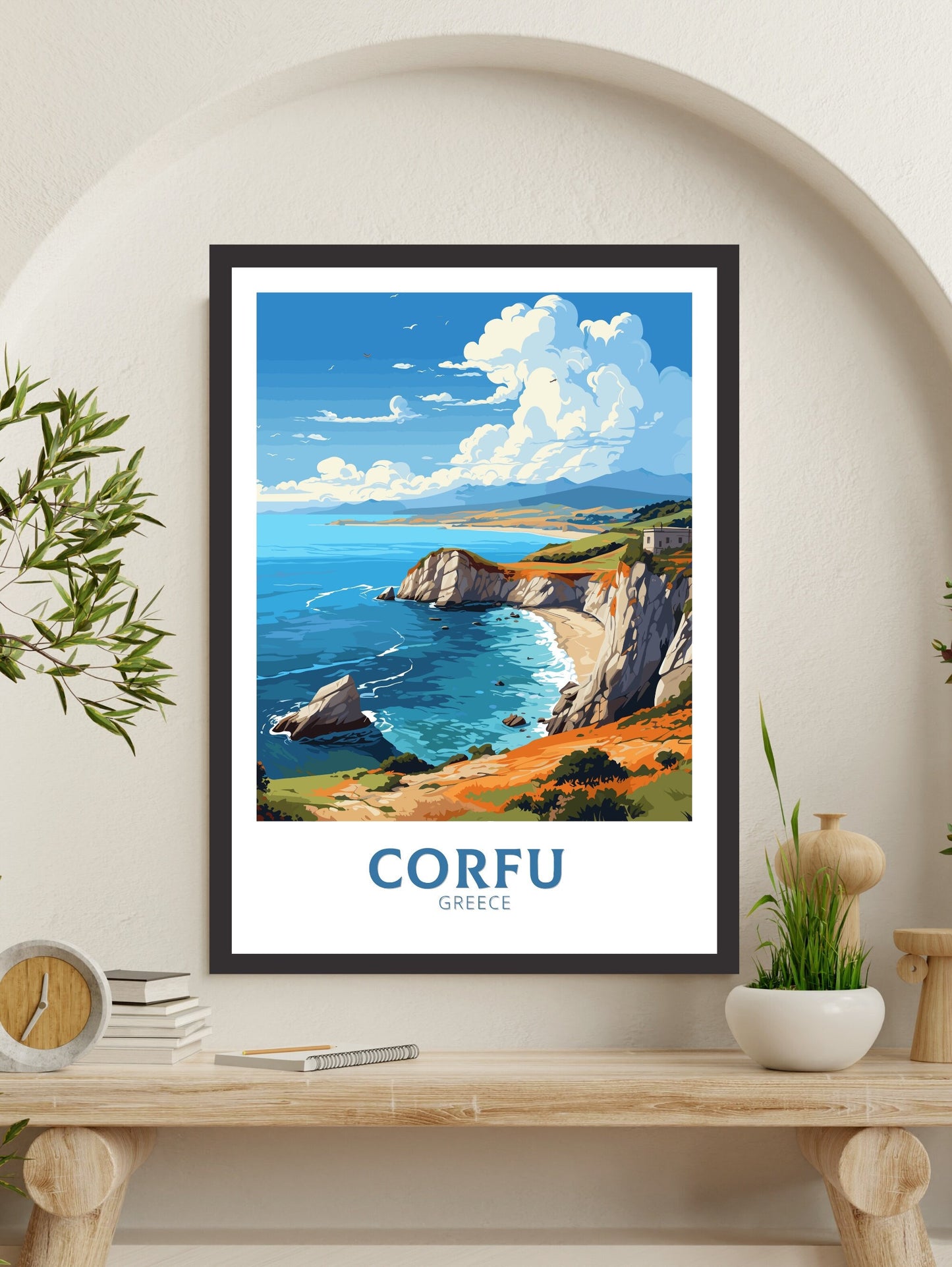 Corfu Travel Poster | Corfu Print | Illustration | Greece Print | Greece Home Décor | Corfu Art | Greek poster | Corfu Island | ID 583