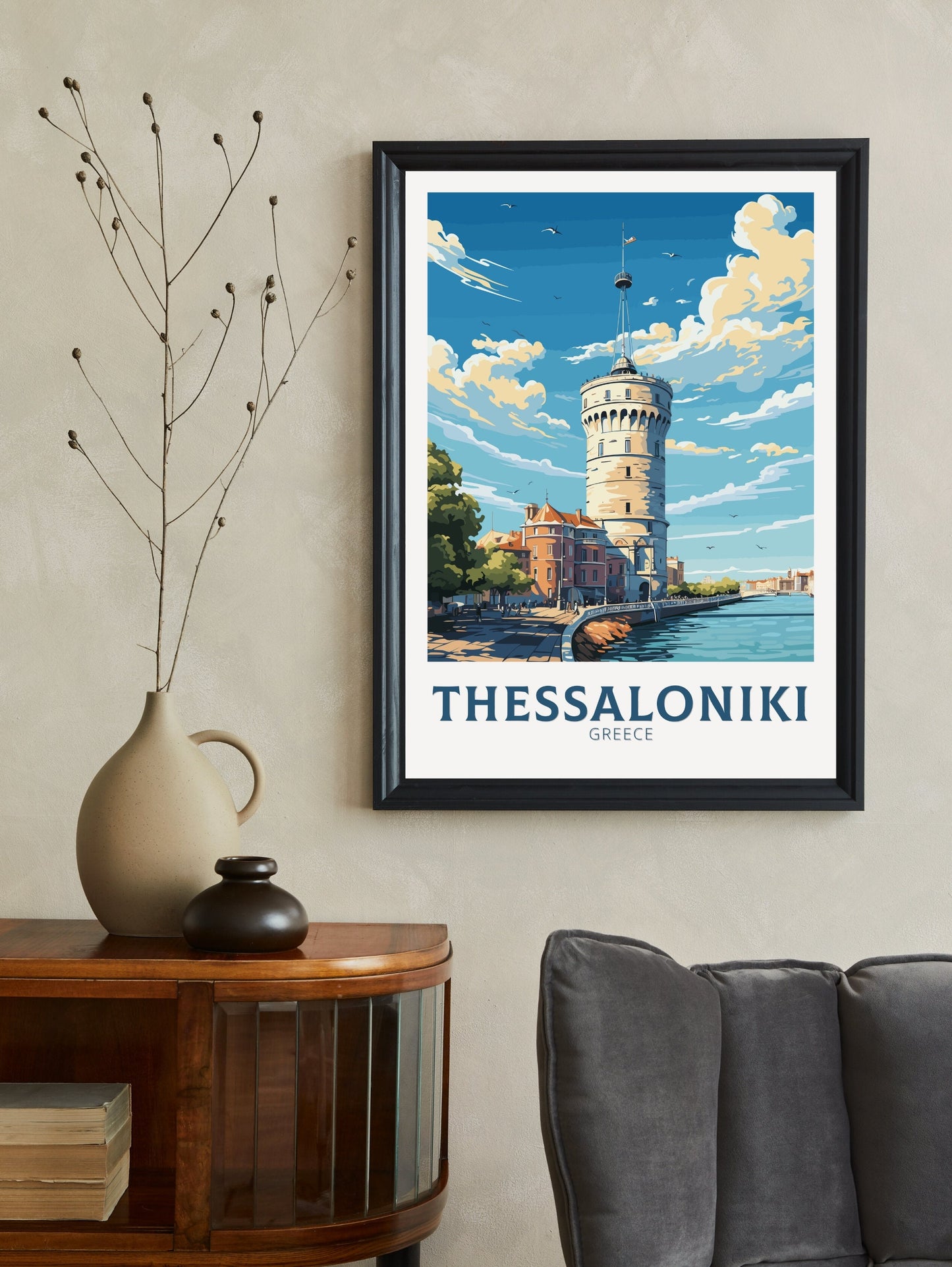 Thessaloniki Travel Poster | Thessaloniki Print | Illustration | Greece Print | Greece Home Décor | Thessaloniki Art | Greece poster ID 587