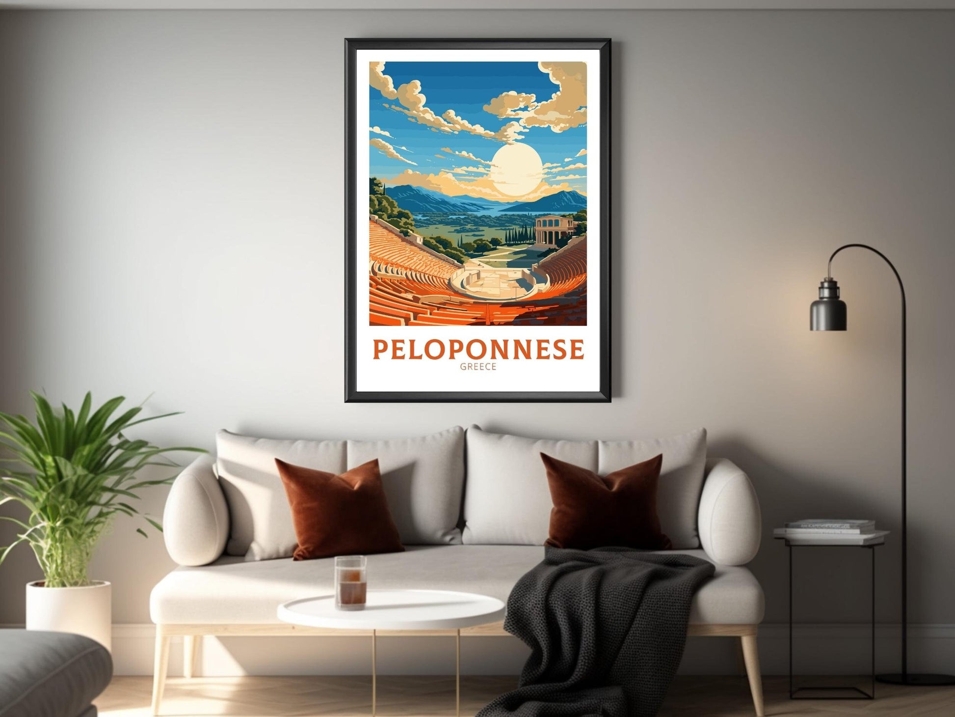 Peloponnese Print | Peloponnese Travel Poster | Illustration | Greece Print | Greece Home Décor | Peloponnese Art | Epidaurus Theatre ID 591