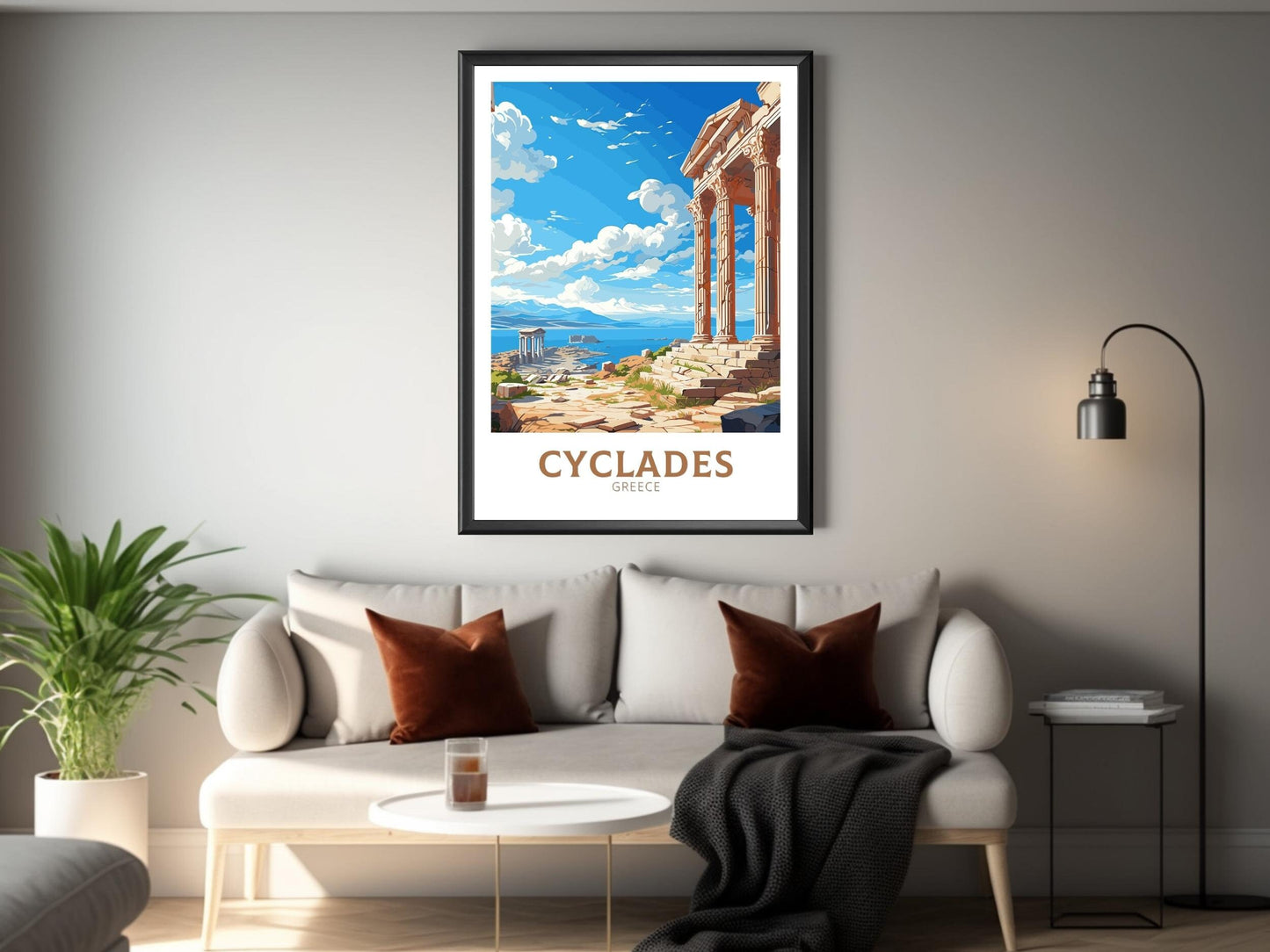 Cyclades Travel Poster | Cyclades Print | Illustration | Greece Print | Greece Home Décor | Cyclades Art | Epidaurus Theatre ID 593