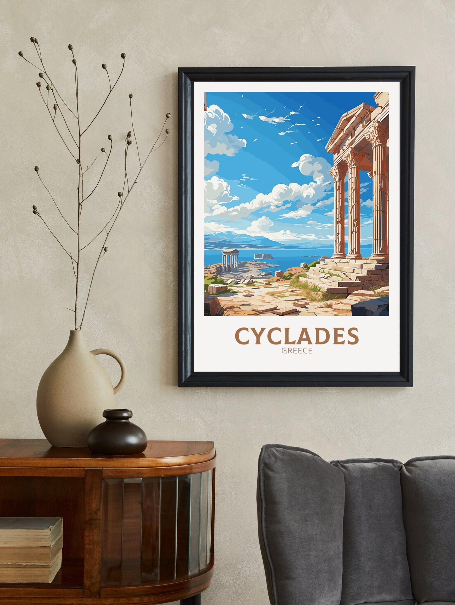 Cyclades Travel Poster | Cyclades Print | Illustration | Greece Print | Greece Home Décor | Cyclades Art | Epidaurus Theatre ID 593