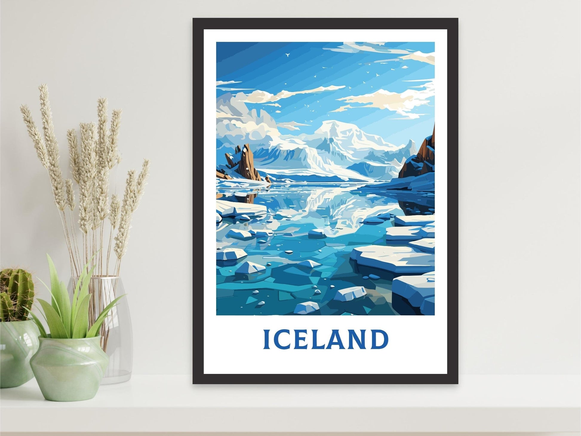 Iceland Travel Print| Iceland Print | Iceland Wall Art | Iceland Poster | Iceland Home Décor | Jökulsárlón Glacier Lagoon | ID 597