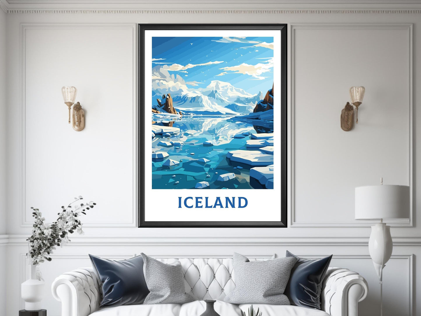 Iceland Travel Print| Iceland Print | Iceland Wall Art | Iceland Poster | Iceland Home Décor | Jökulsárlón Glacier Lagoon | ID 597