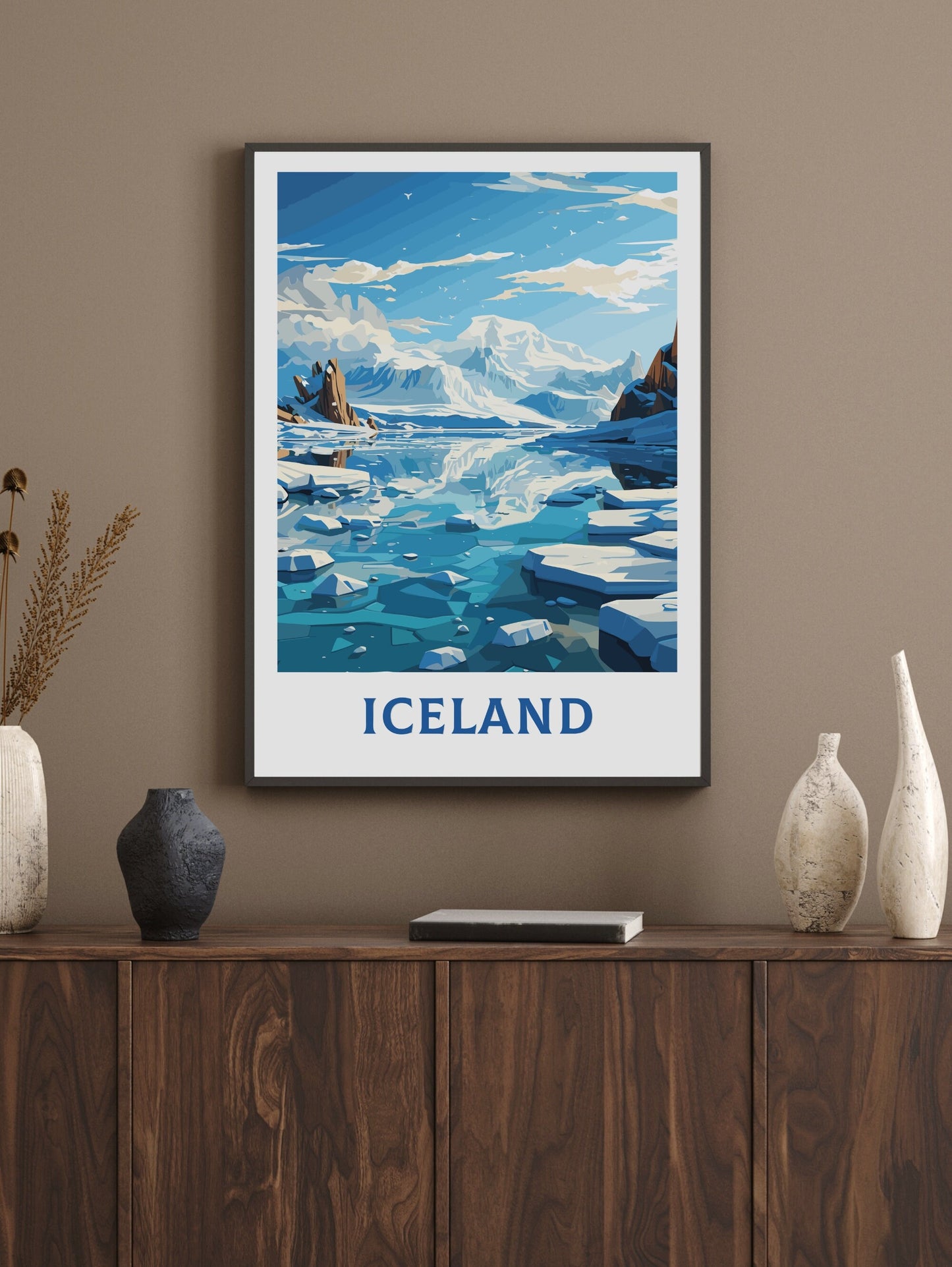 Iceland Travel Print| Iceland Print | Iceland Wall Art | Iceland Poster | Iceland Home Décor | Jökulsárlón Glacier Lagoon | ID 597