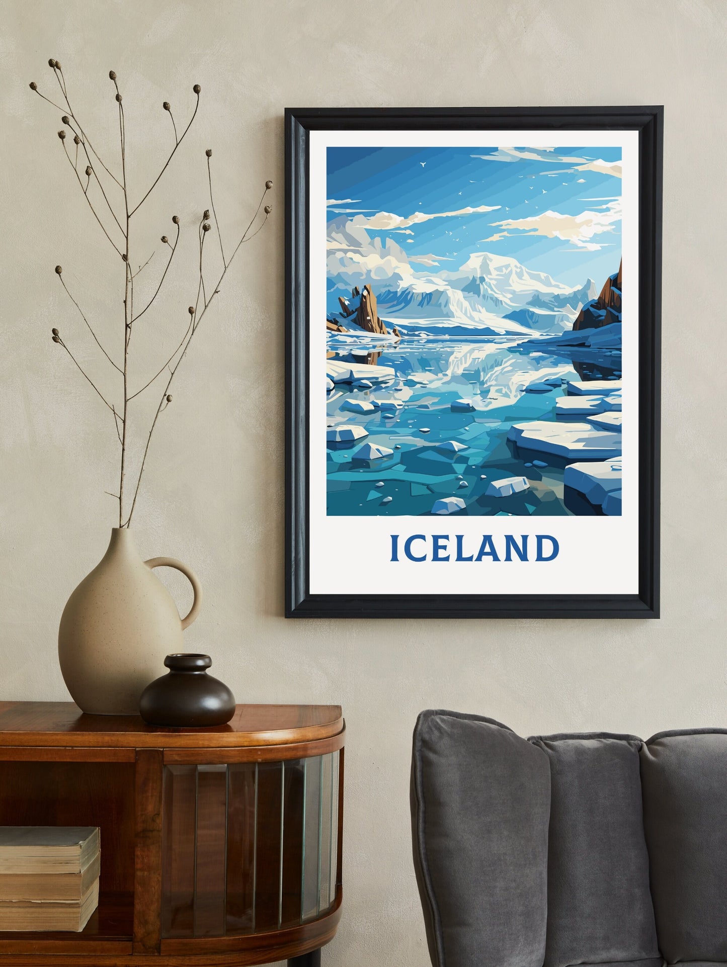 Iceland Travel Print| Iceland Print | Iceland Wall Art | Iceland Poster | Iceland Home Décor | Jökulsárlón Glacier Lagoon | ID 597