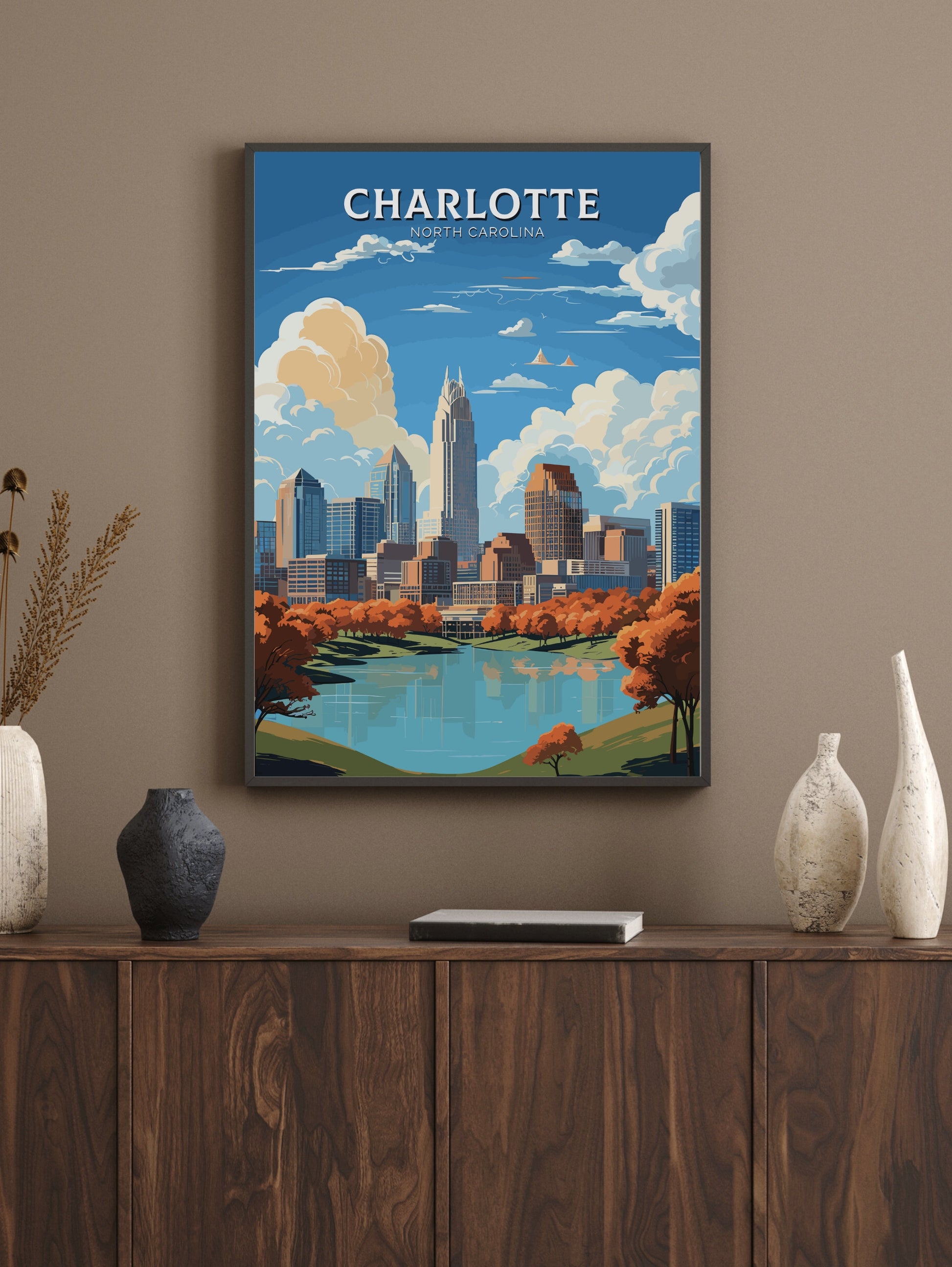 Charlotte Poster | Charlotte Travel Print | Charlotte North Carolina Print | Charlotte Wall Art | USA print | North Carolina Poster | ID 789