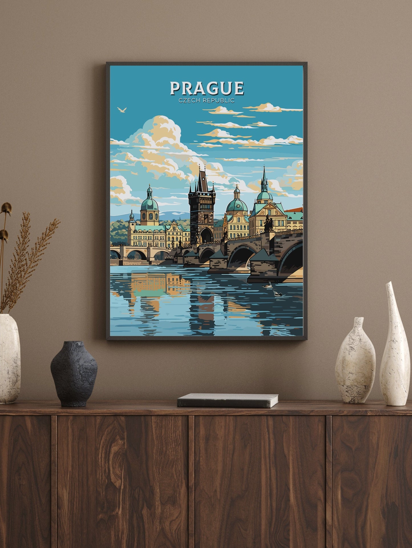 Prague Travel Print | Prague Illustration | Prague Art | Czech Republic Print | Prague Home Decor | Prague Poster | Charles Bridge | ID 598