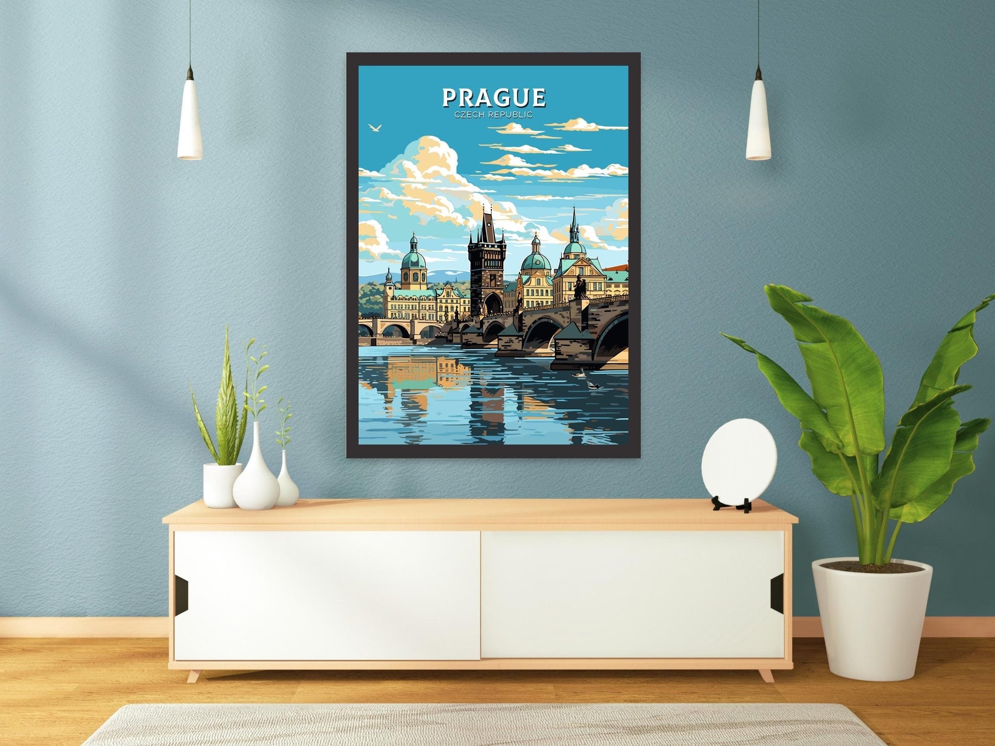 Prague Travel Print | Prague Illustration | Prague Art | Czech Republic Print | Prague Home Decor | Prague Poster | Charles Bridge | ID 598