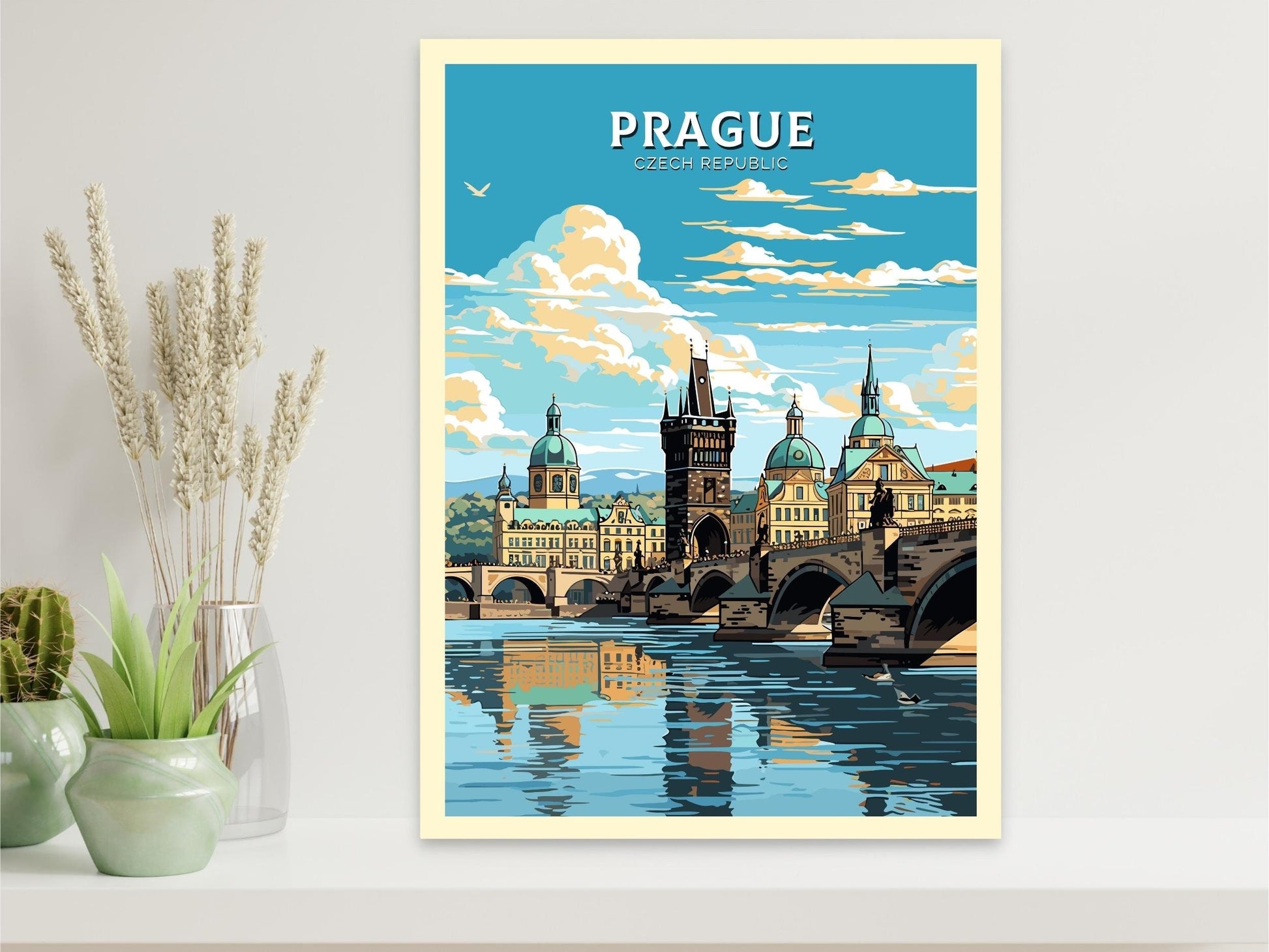 Prague Travel Print | Prague Illustration | Prague Art | Czech Republic Print | Prague Home Decor | Prague Poster | Charles Bridge | ID 598