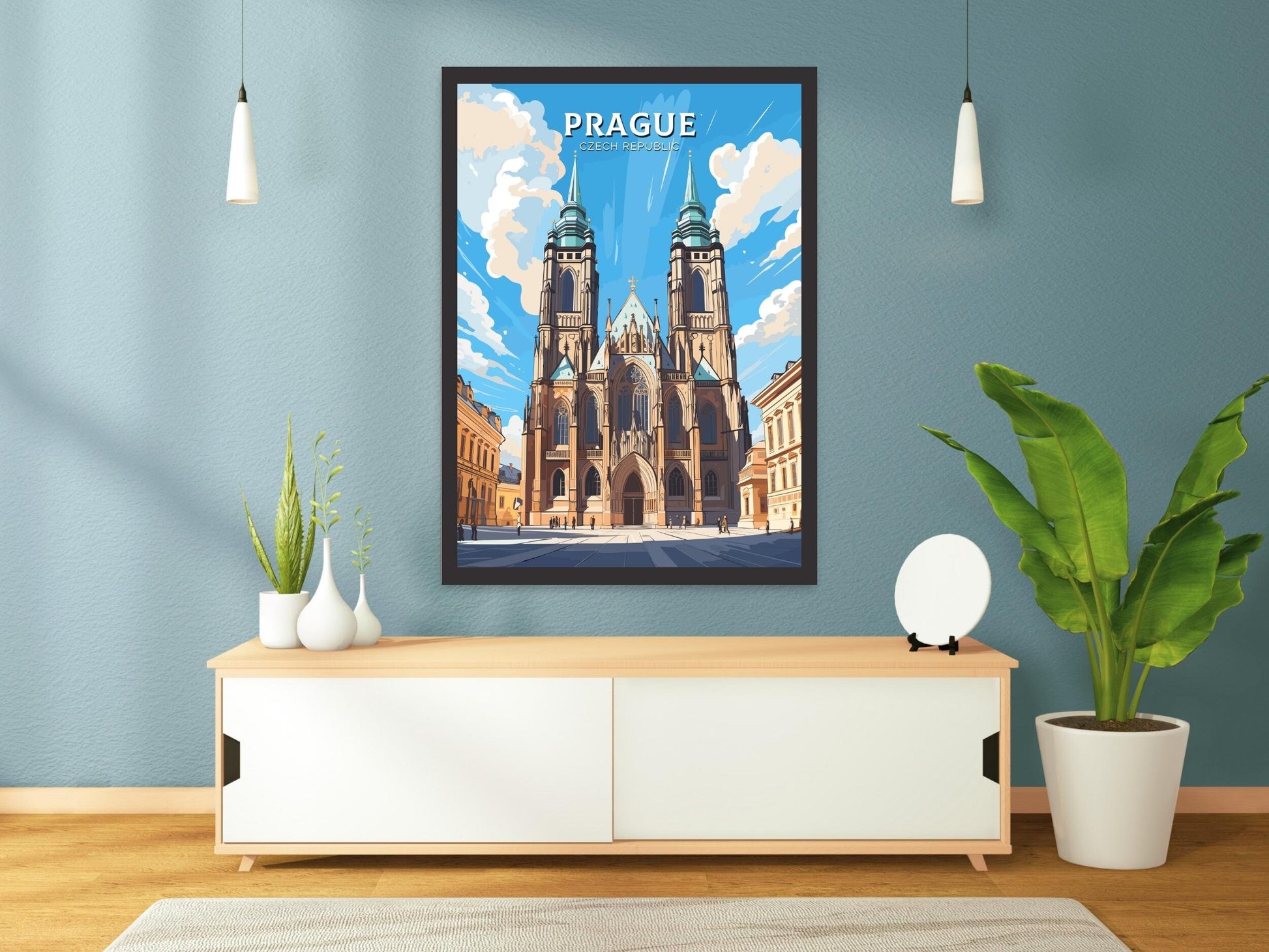 Prague Poster | Prague Travel Print | Prague Illustration | Prague Art | Czechia Print | Prague Home Decor | St. Vitus Cathedral | ID 650