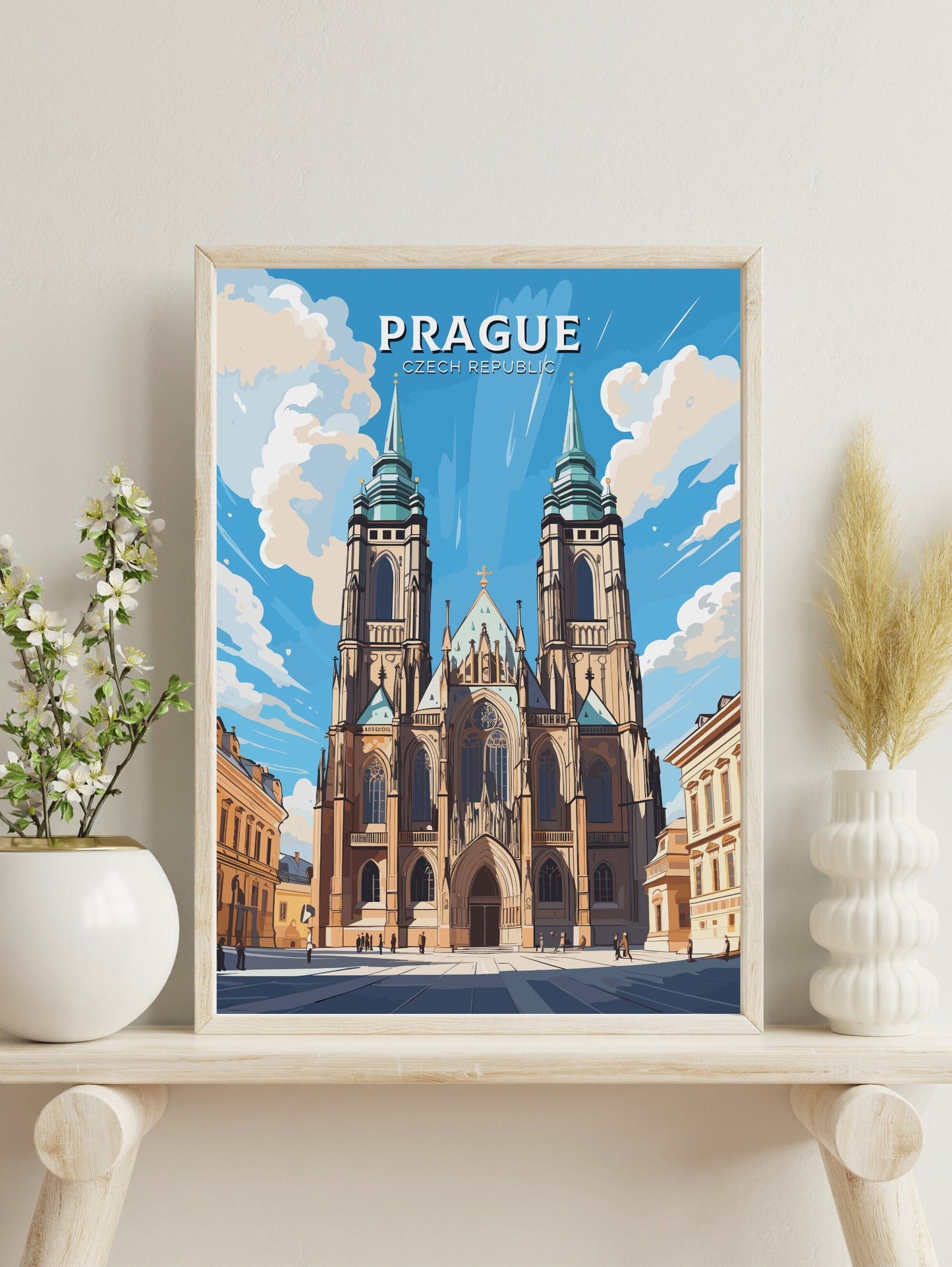 Prague Poster | Prague Travel Print | Prague Illustration | Prague Art | Czechia Print | Prague Home Decor | St. Vitus Cathedral | ID 650