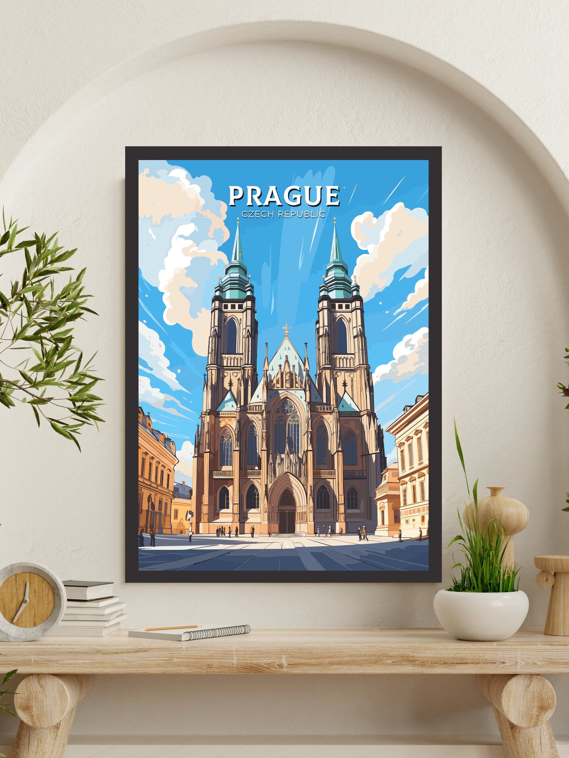 Prague Poster | Prague Travel Print | Prague Illustration | Prague Art | Czechia Print | Prague Home Decor | St. Vitus Cathedral | ID 650