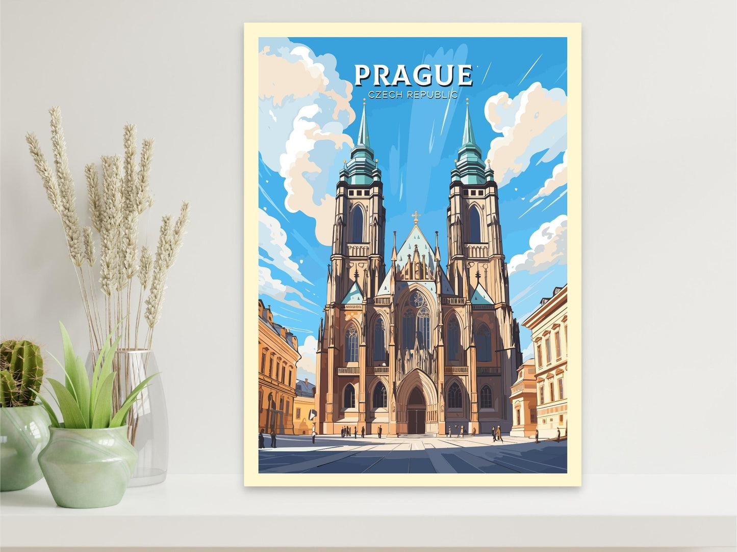 Prague Poster | Prague Travel Print | Prague Illustration | Prague Art | Czechia Print | Prague Home Decor | St. Vitus Cathedral | ID 650