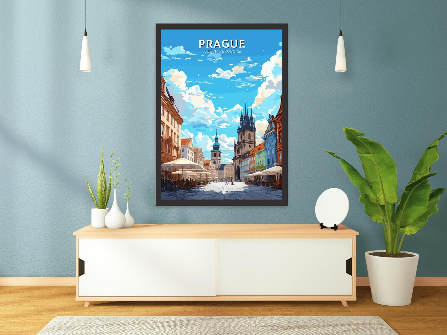 Prague Travel Poster | Prague Illustration | Prague Print | Prague Wall Art | Czechia Print | Prague Home Decor | Old Town Square | ID 654