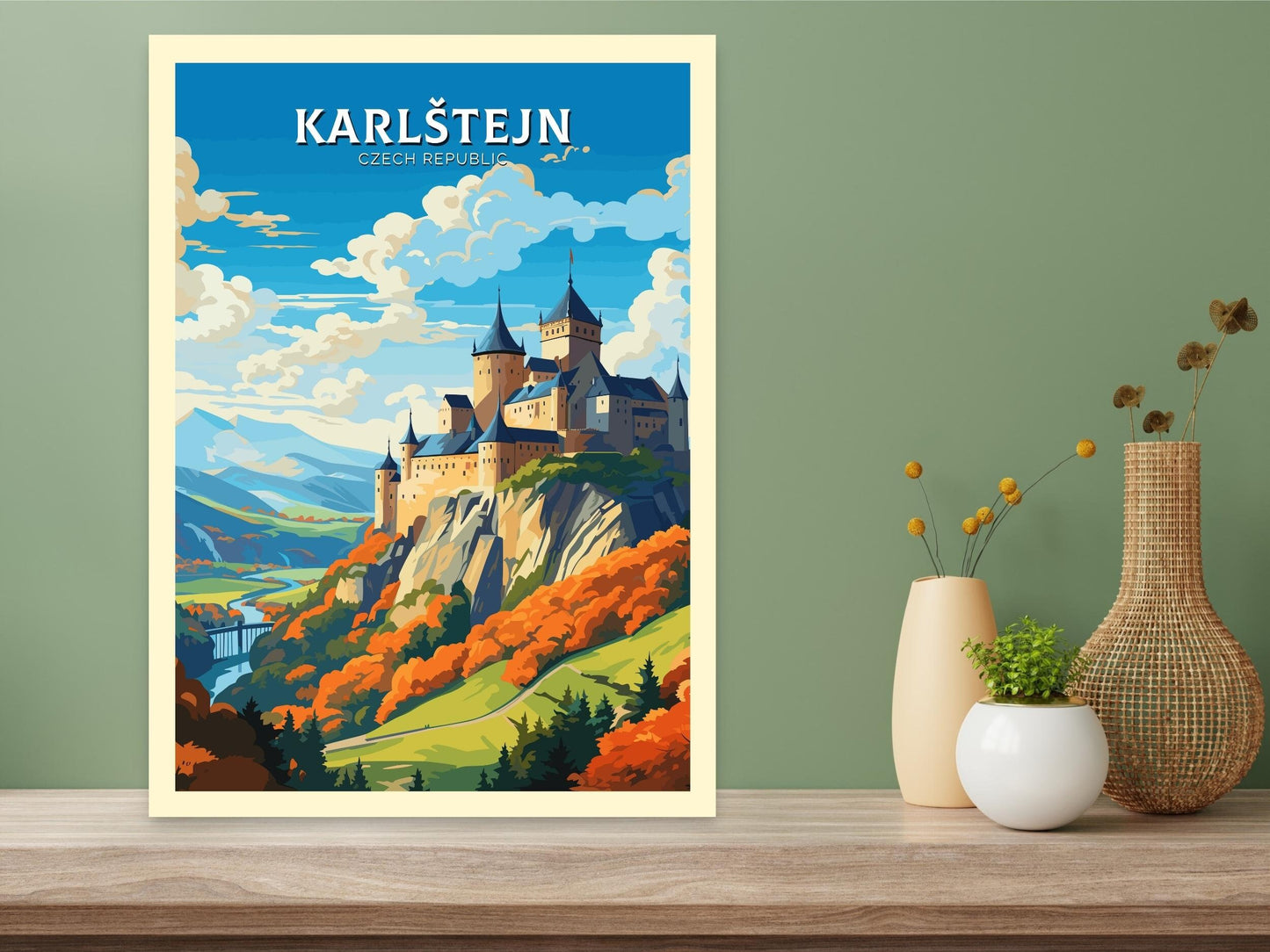 Karlštejn Poster | Karlštejn Print | Karlštejn Illustration | Karlštejn Castle Wall Art | Czechia Print | Karlštejn Castle Poster | ID 656