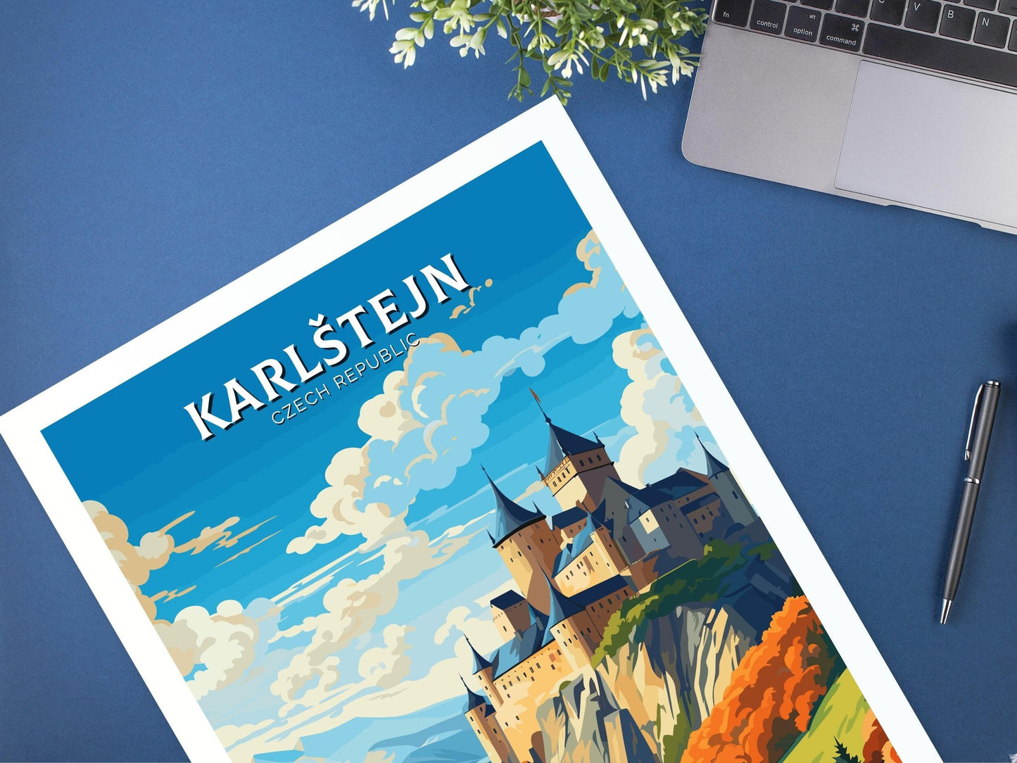 Karlštejn Poster | Karlštejn Print | Karlštejn Illustration | Karlštejn Castle Wall Art | Czechia Print | Karlštejn Castle Poster | ID 656