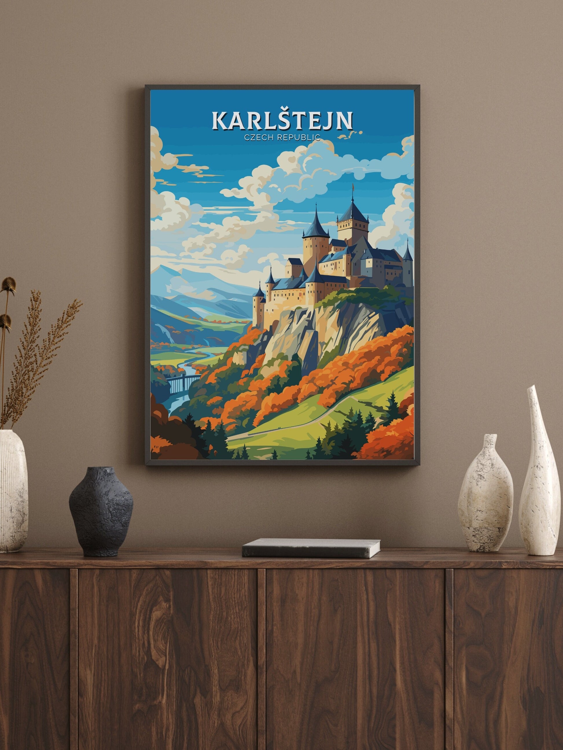 Karlštejn Poster | Karlštejn Print | Karlštejn Illustration | Karlštejn Castle Wall Art | Czechia Print | Karlštejn Castle Poster | ID 656