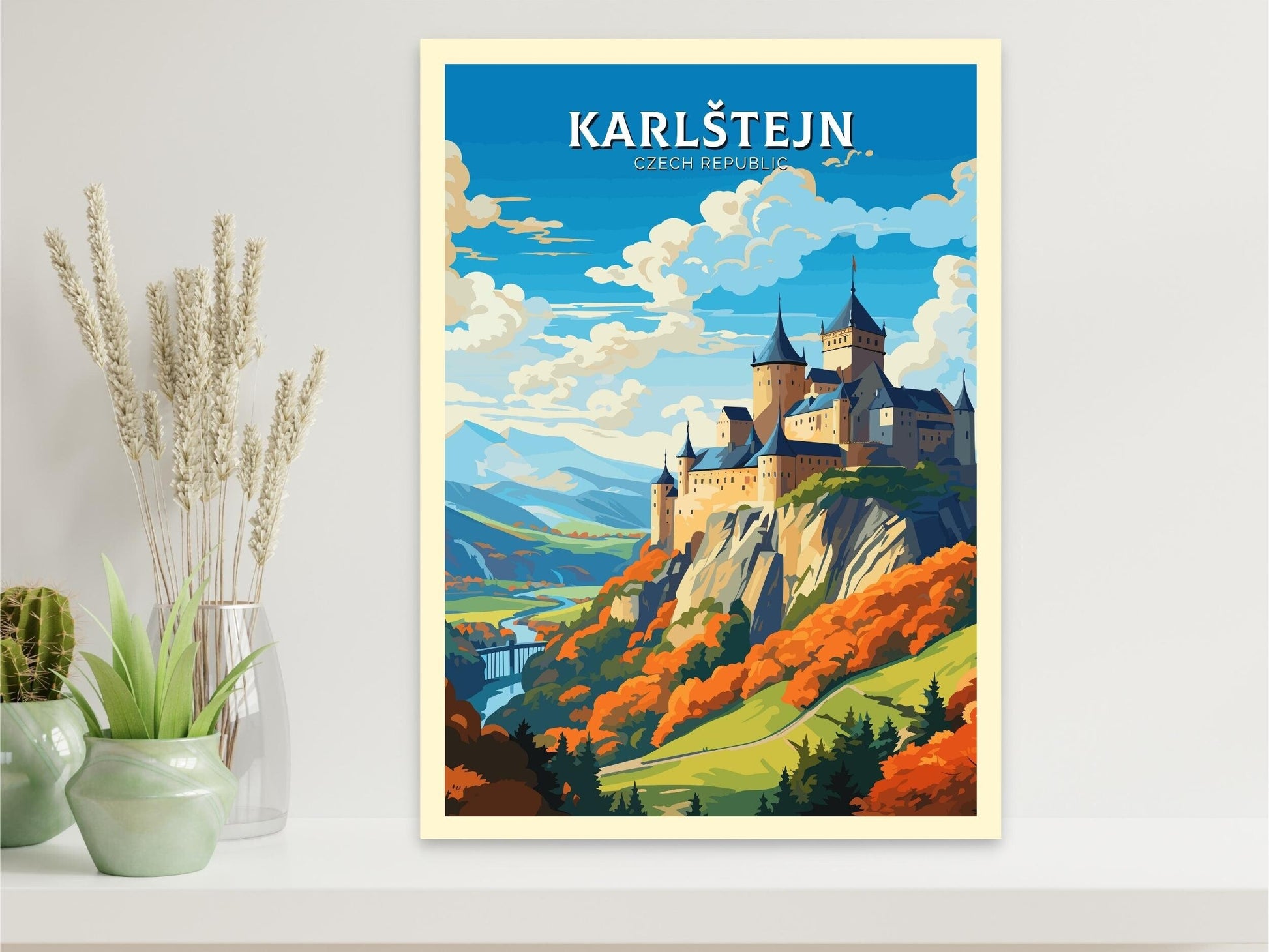 Karlštejn Poster | Karlštejn Print | Karlštejn Illustration | Karlštejn Castle Wall Art | Czechia Print | Karlštejn Castle Poster | ID 656