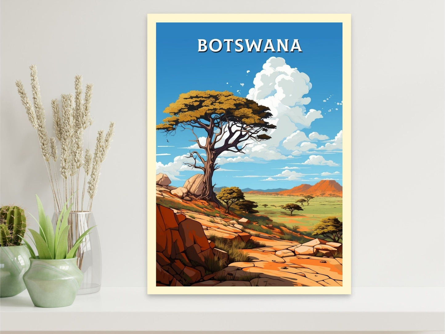 Botswana Travel Print | Botswana Illustration | Botswana Wall Art | Africa Print | Botswana Decor | Botswana Poster | Tsodilo Hills | ID 630