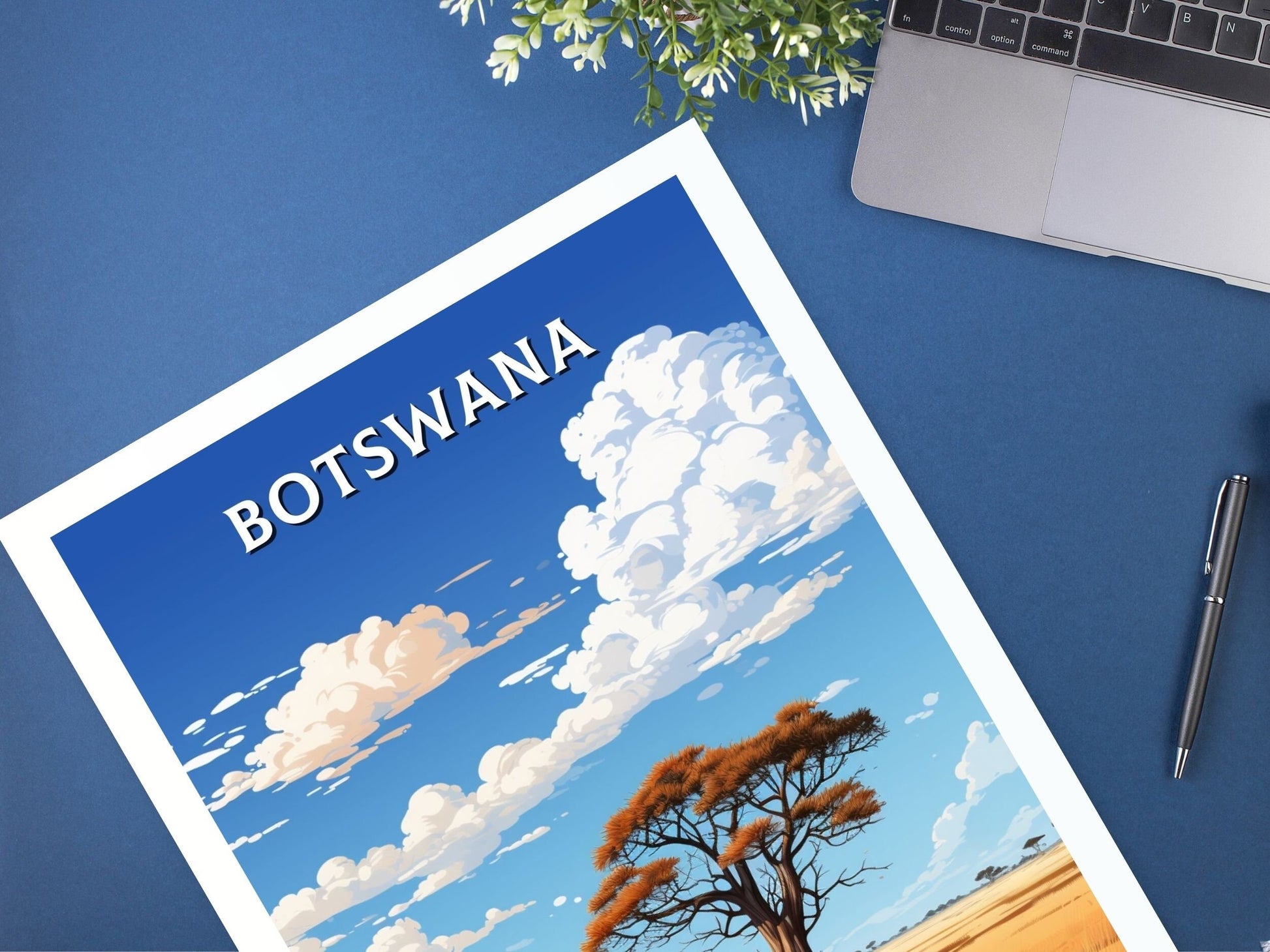 Botswana Travel Print | Botswana Illustration | Botswana Wall Art | Africa Print | Botswana Decor | Botswana Poster | Kalahari Game | ID 631